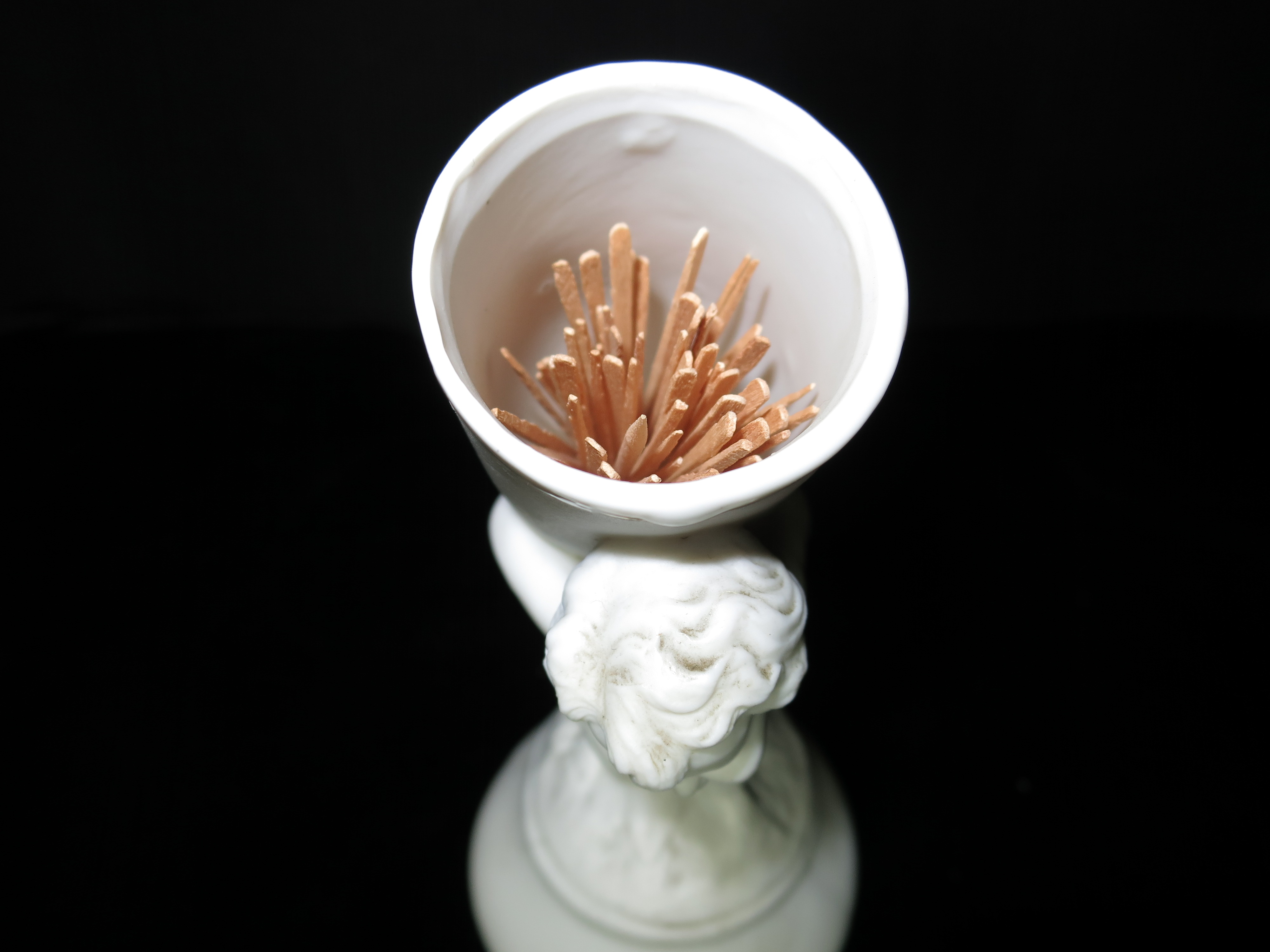 Boy White Bisque Figural Toothpick Holder