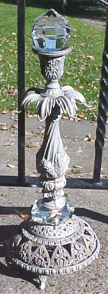 Brass Candlestick Large Ornate Lamp Base Roses Glass
