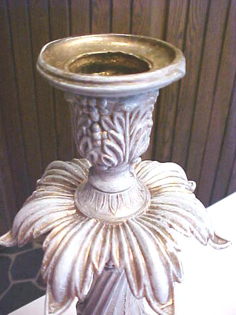 Brass Candlestick Large Ornate Lamp Base Roses Glass