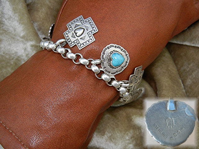 El Tom 8 Charms Bracelet Sterling Silver Turquoise