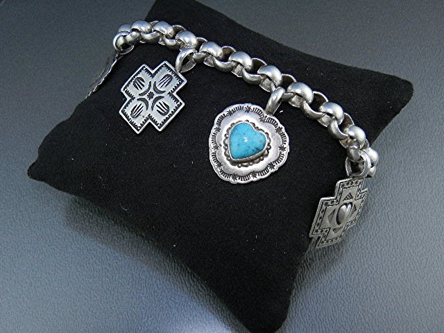 El Tom 8 Charms Bracelet Sterling Silver Turquoise