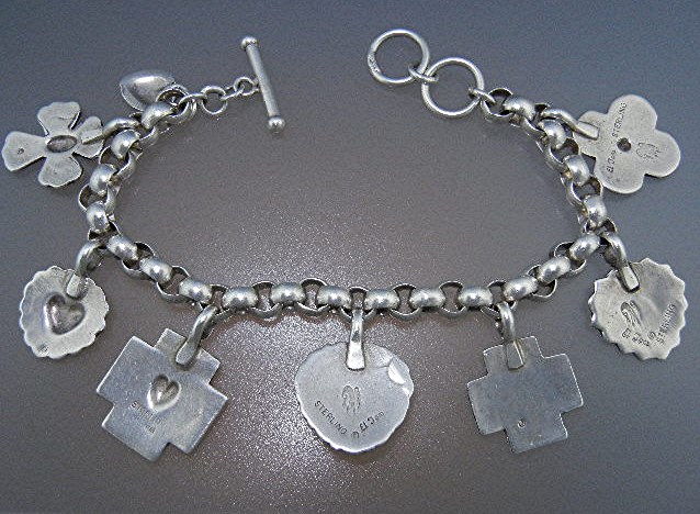 El Tom 8 Charms Bracelet Sterling Silver Turquoise