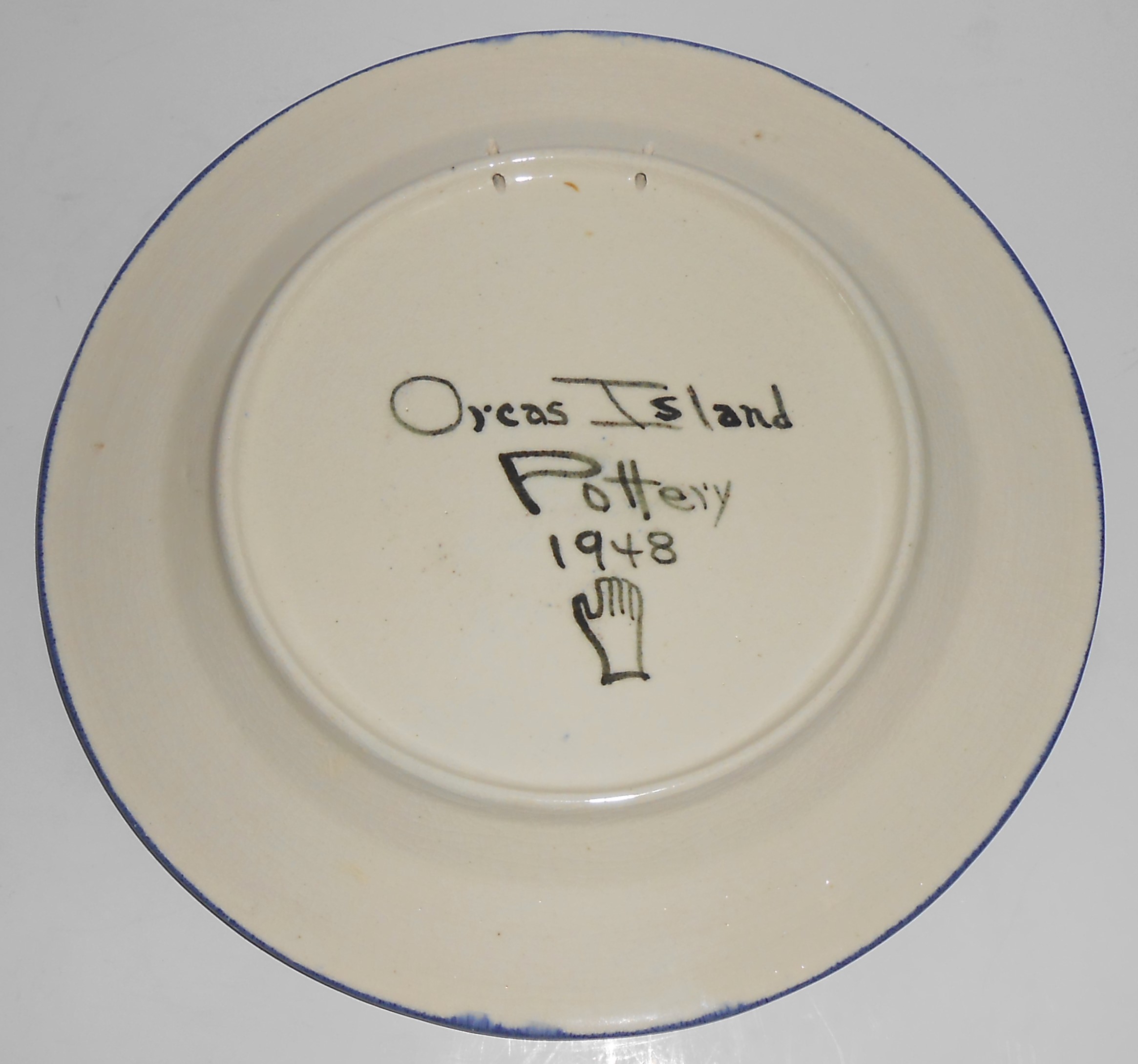 EARLY Orcas Island Studio Pottery Hand Decorated Wall P