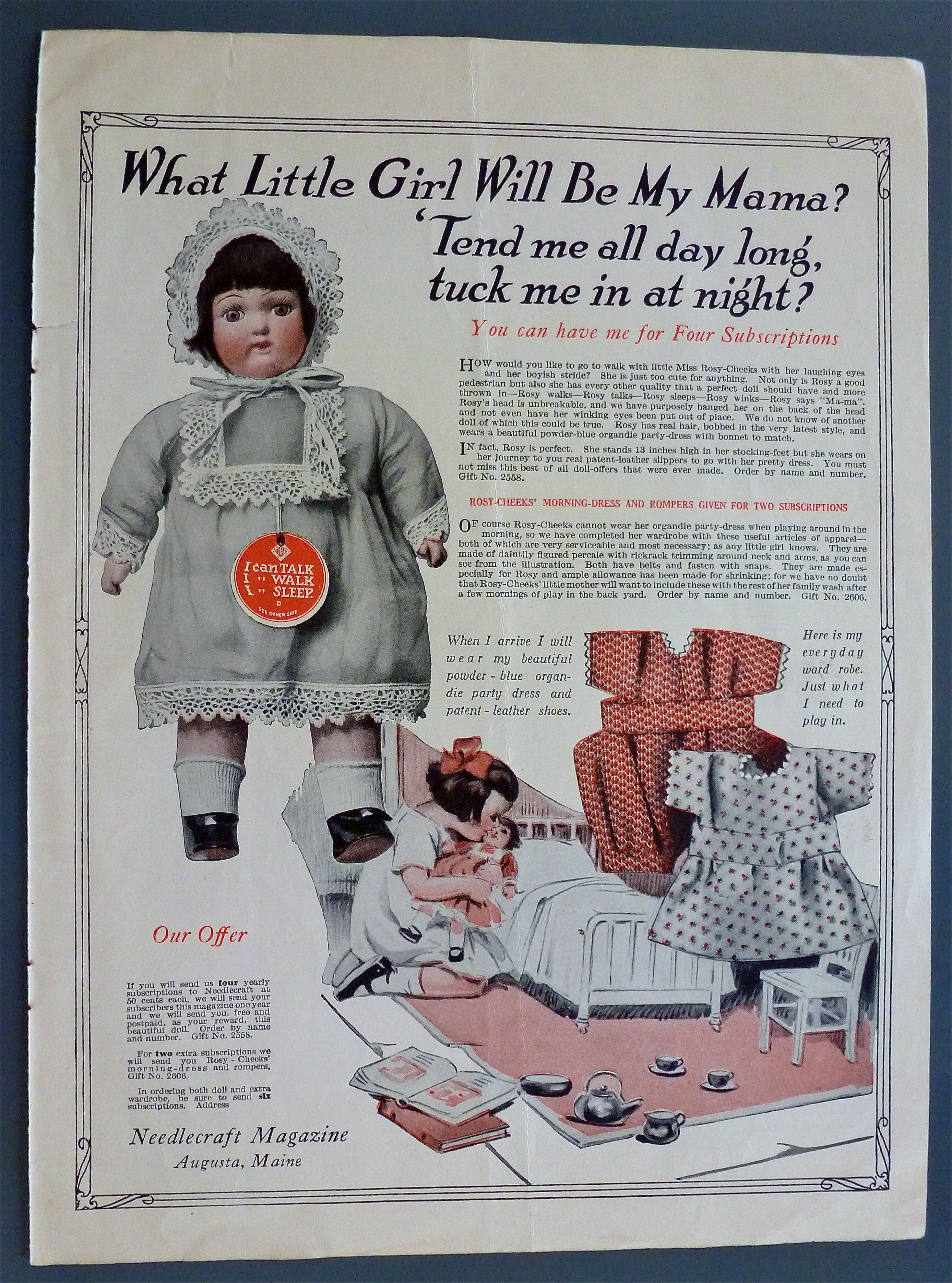 1926 Needlecraft Magazine with Little Girl's Doll