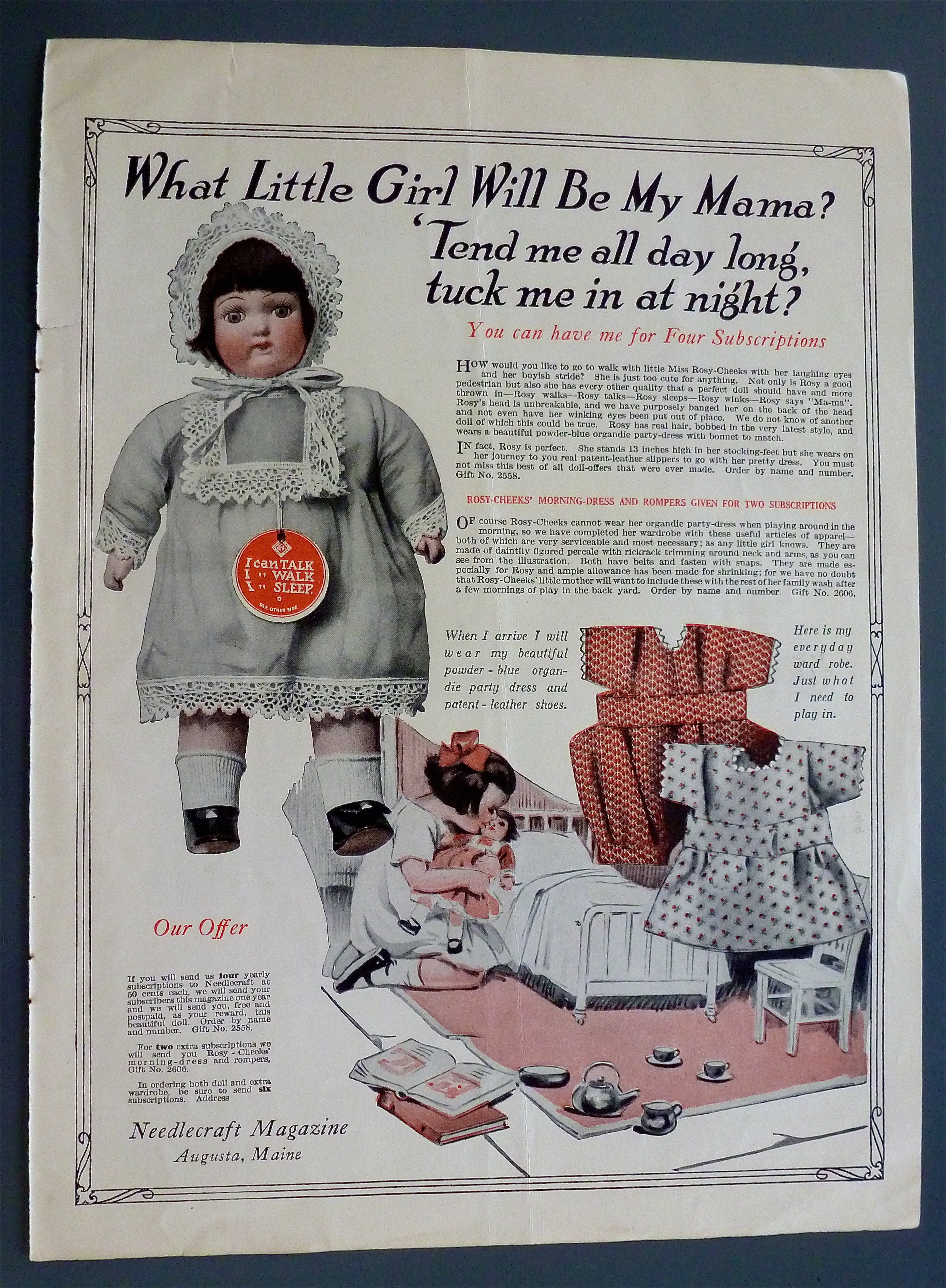 1926 Needlecraft Magazine with Little Girl's Doll