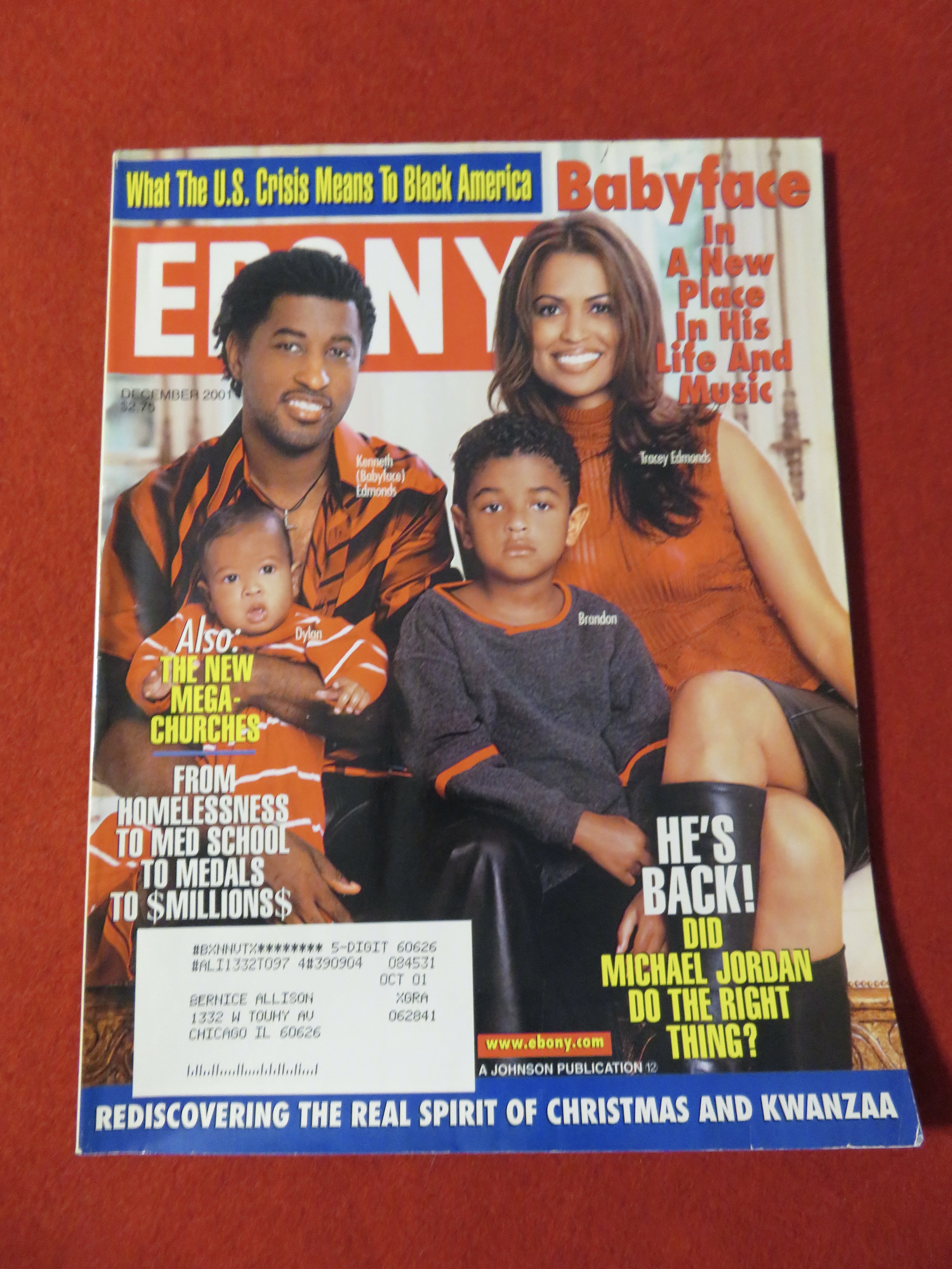Ebony Magazine December 2001 Babyface