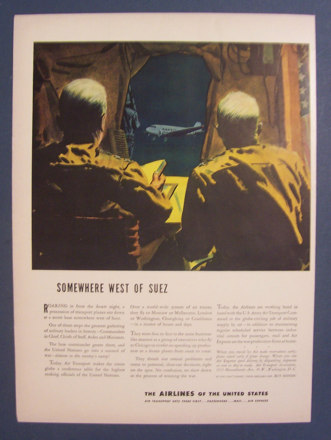 1943 The Airline Of The United States w/Two Men & Plane