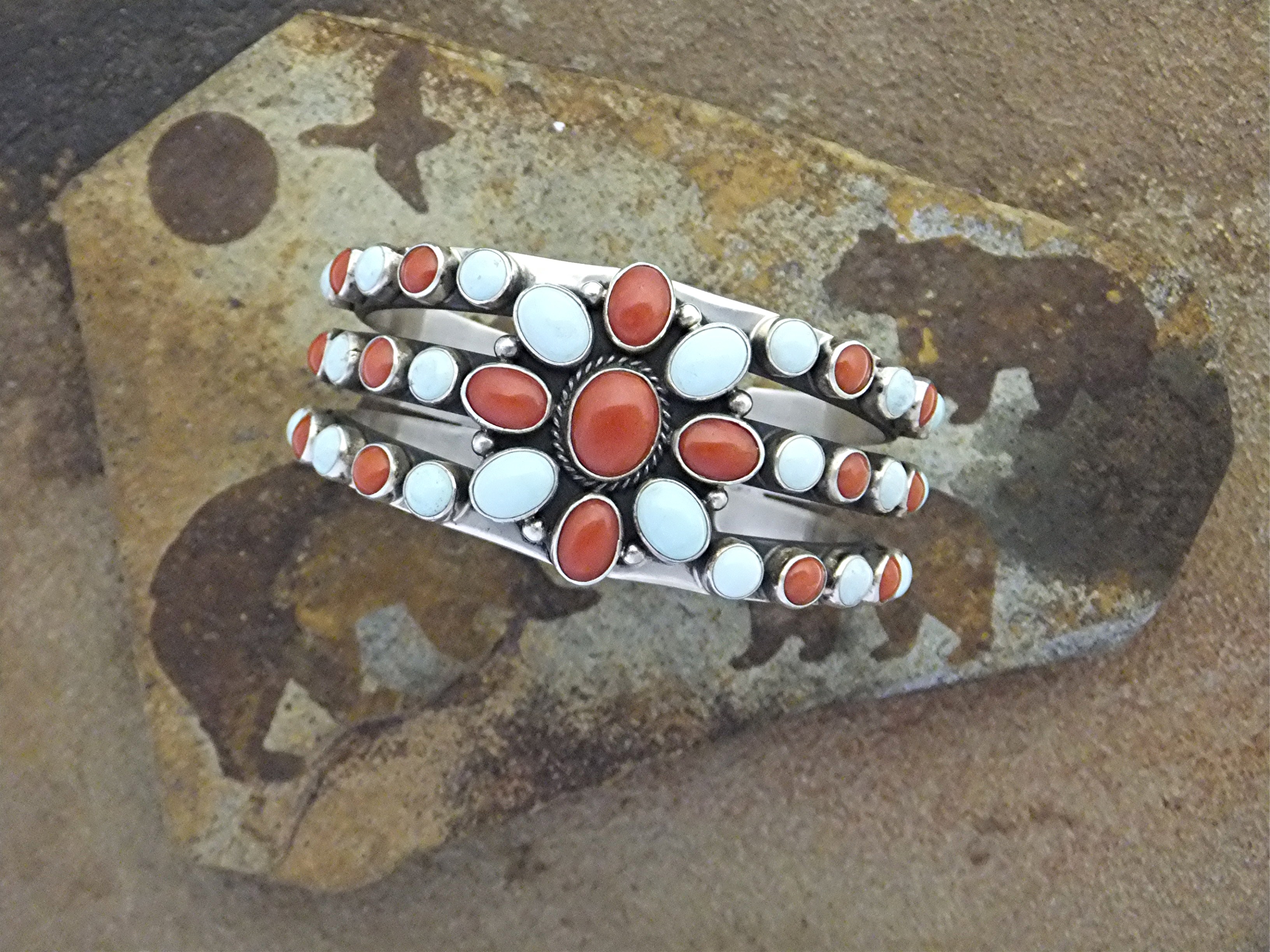 Native American Dry Creek Turquoise Coral Sterling Silv