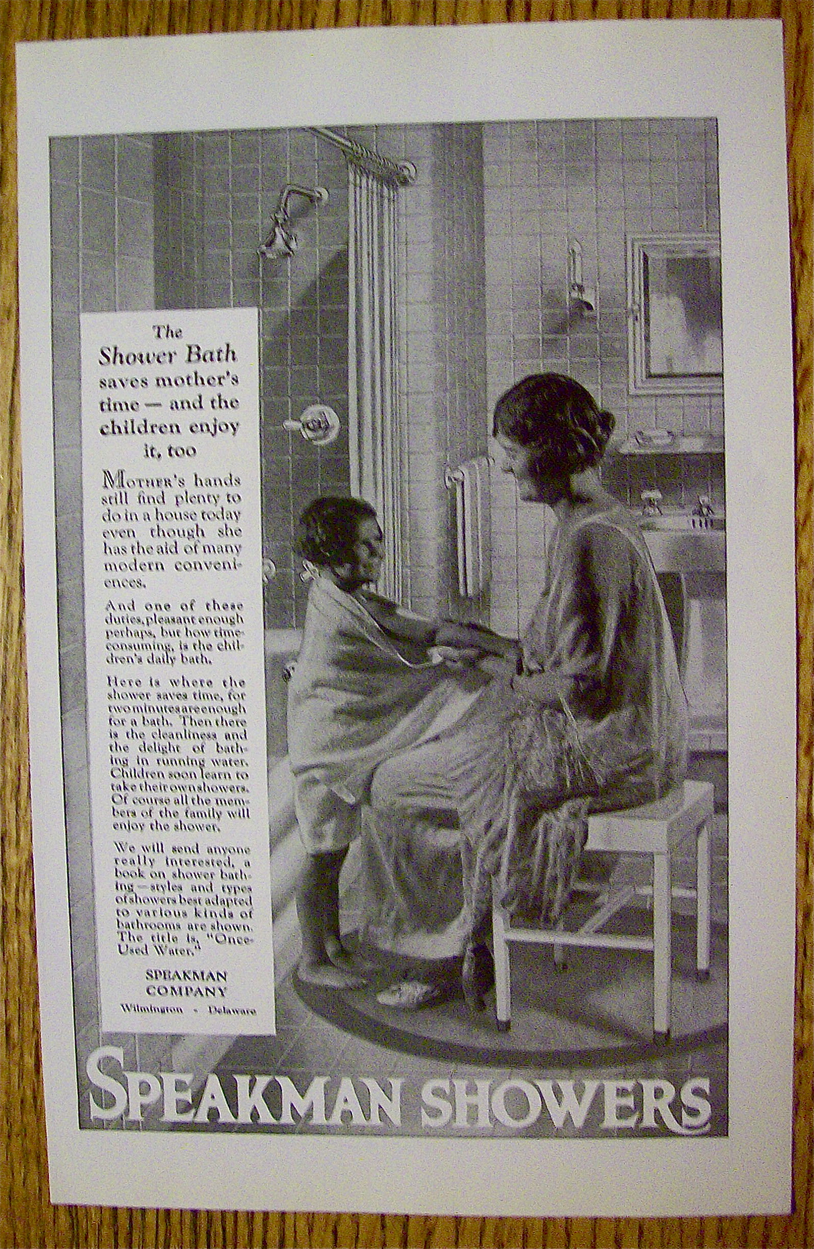 1923 Speakman Showers With Woman Drying Child
