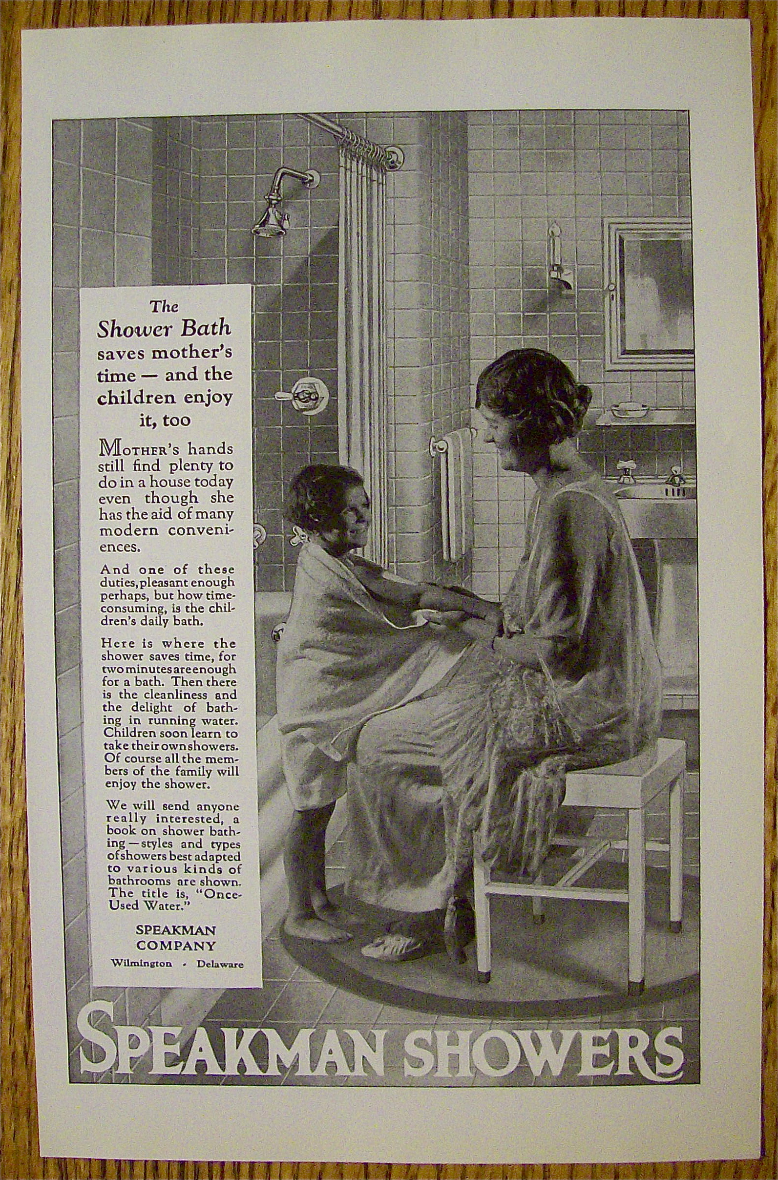 1923 Speakman Showers With Woman Drying Child