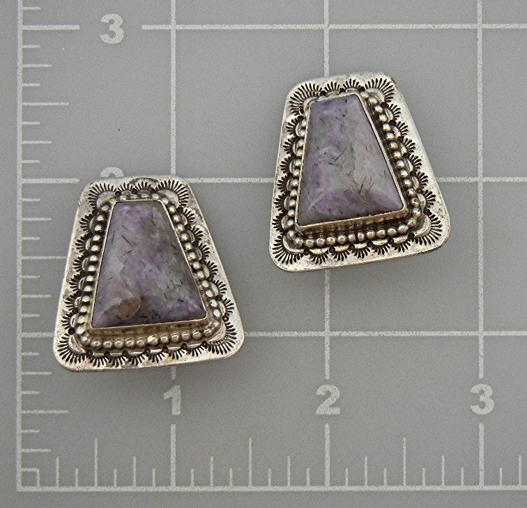 David Troutman Russian Charoite Sterling Silver Earring