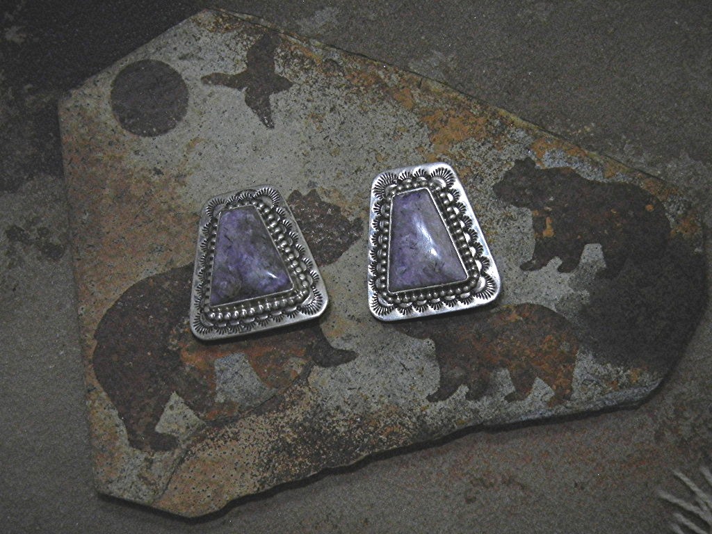 David Troutman Russian Charoite Sterling Silver Earring