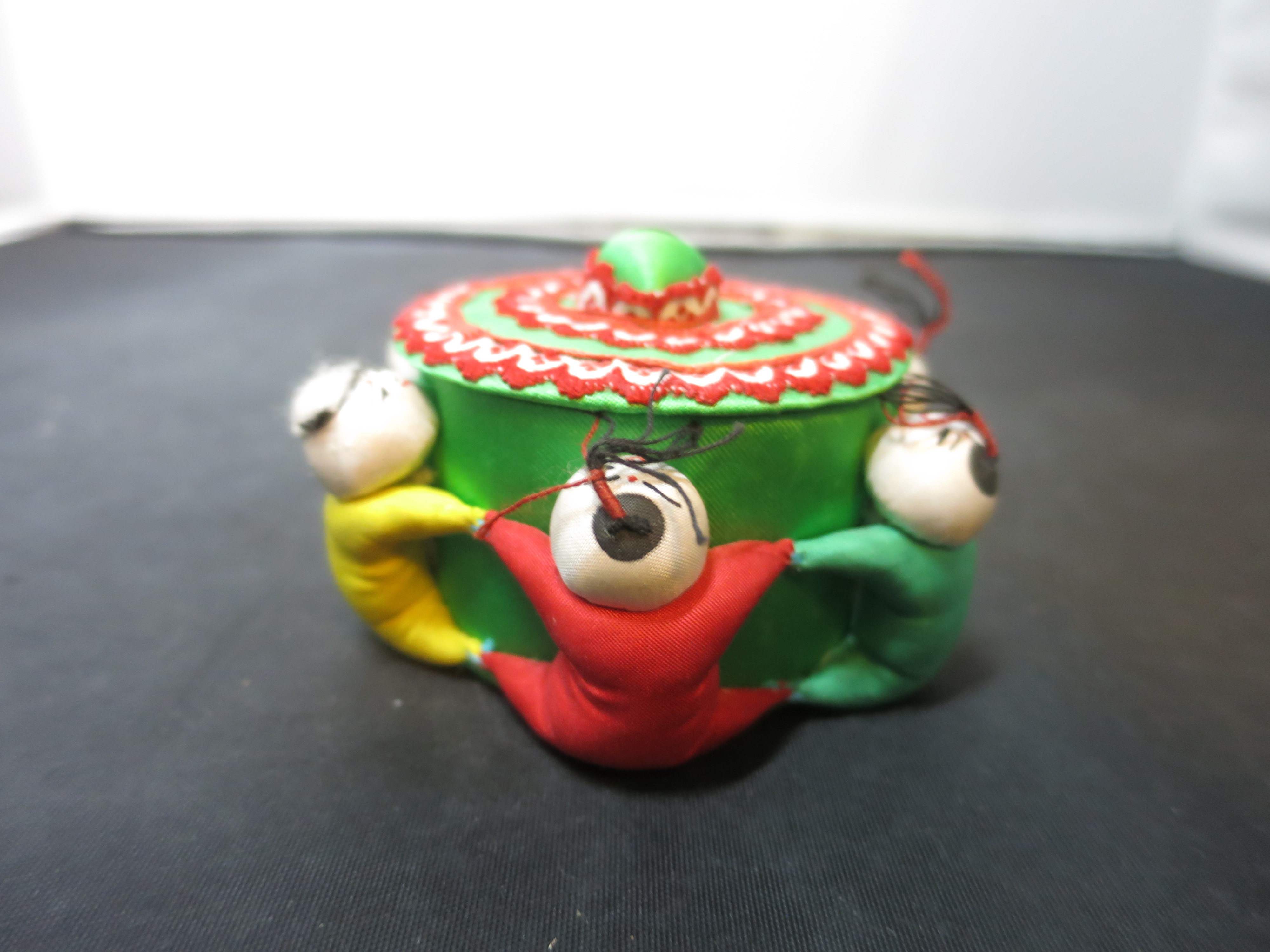 Vintage Pin Cushion Pin Box Oriental 6 heads sewing