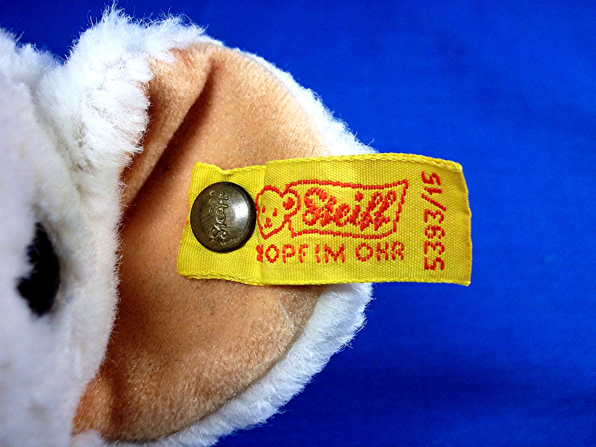 Steiff Cosy Fiep Mouse 5393/15 Cream 1981-85 Button