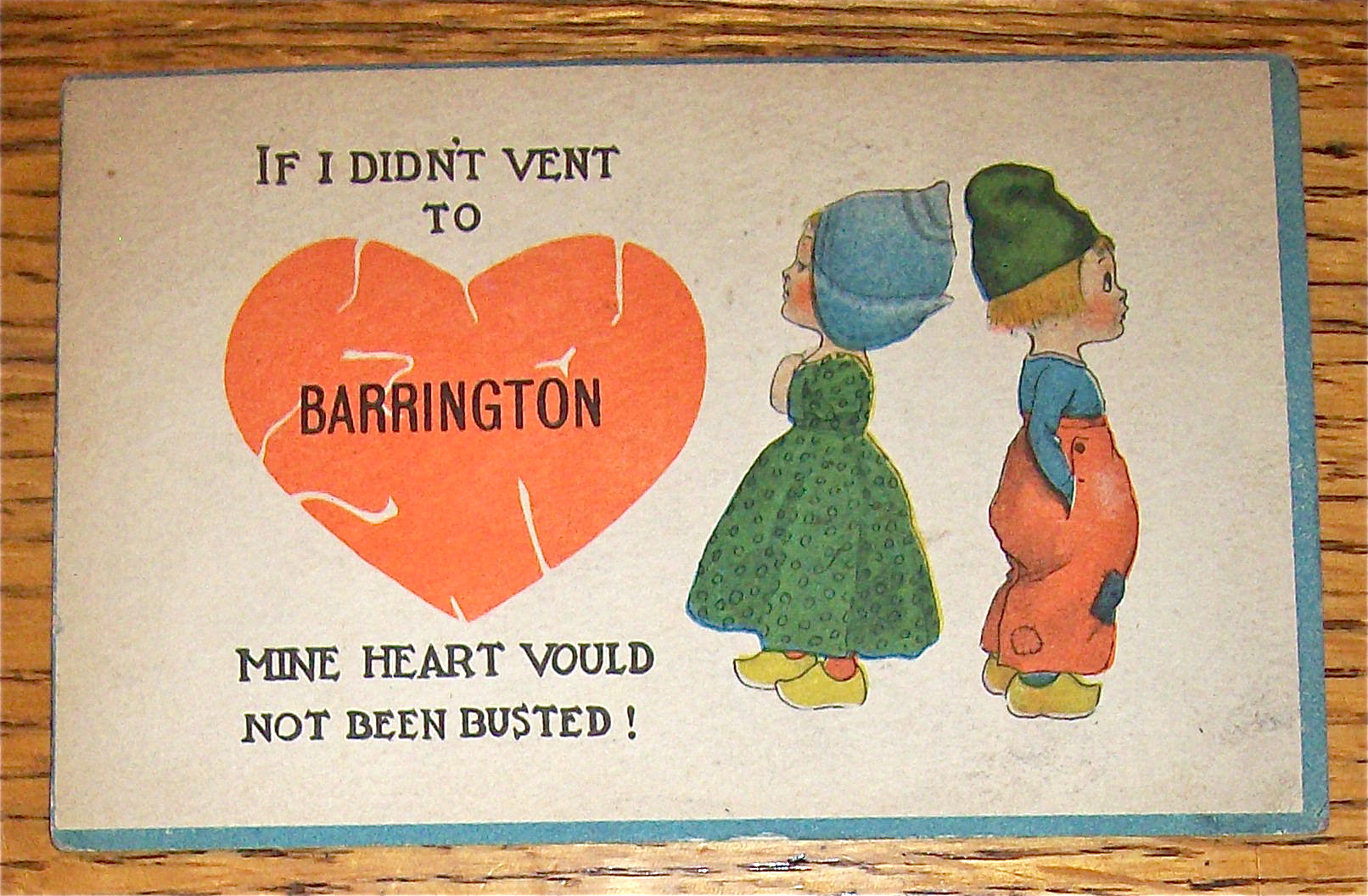 Dutch Girl And Boy With Backs Turned Postcard