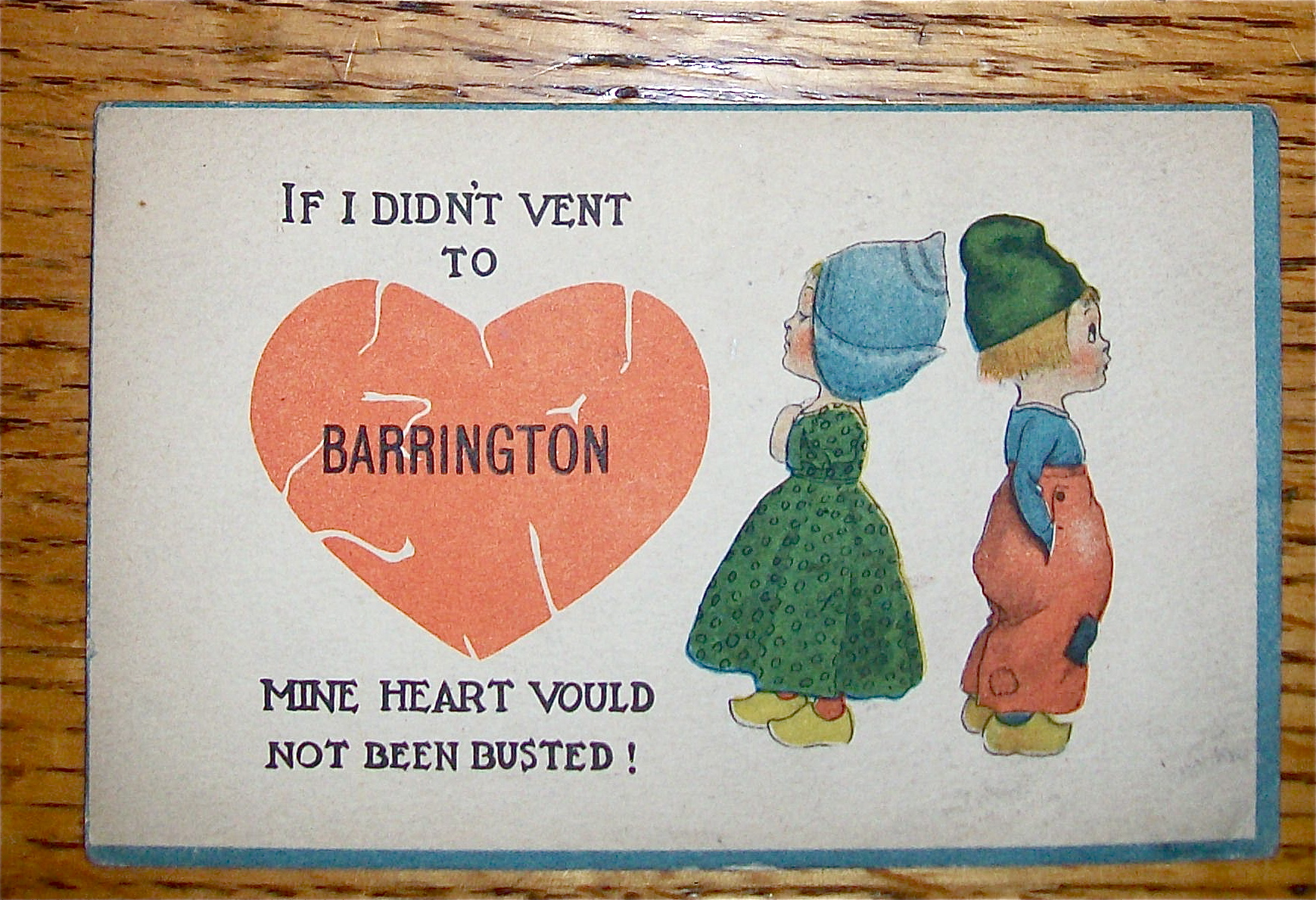 Dutch Girl And Boy With Backs Turned Postcard