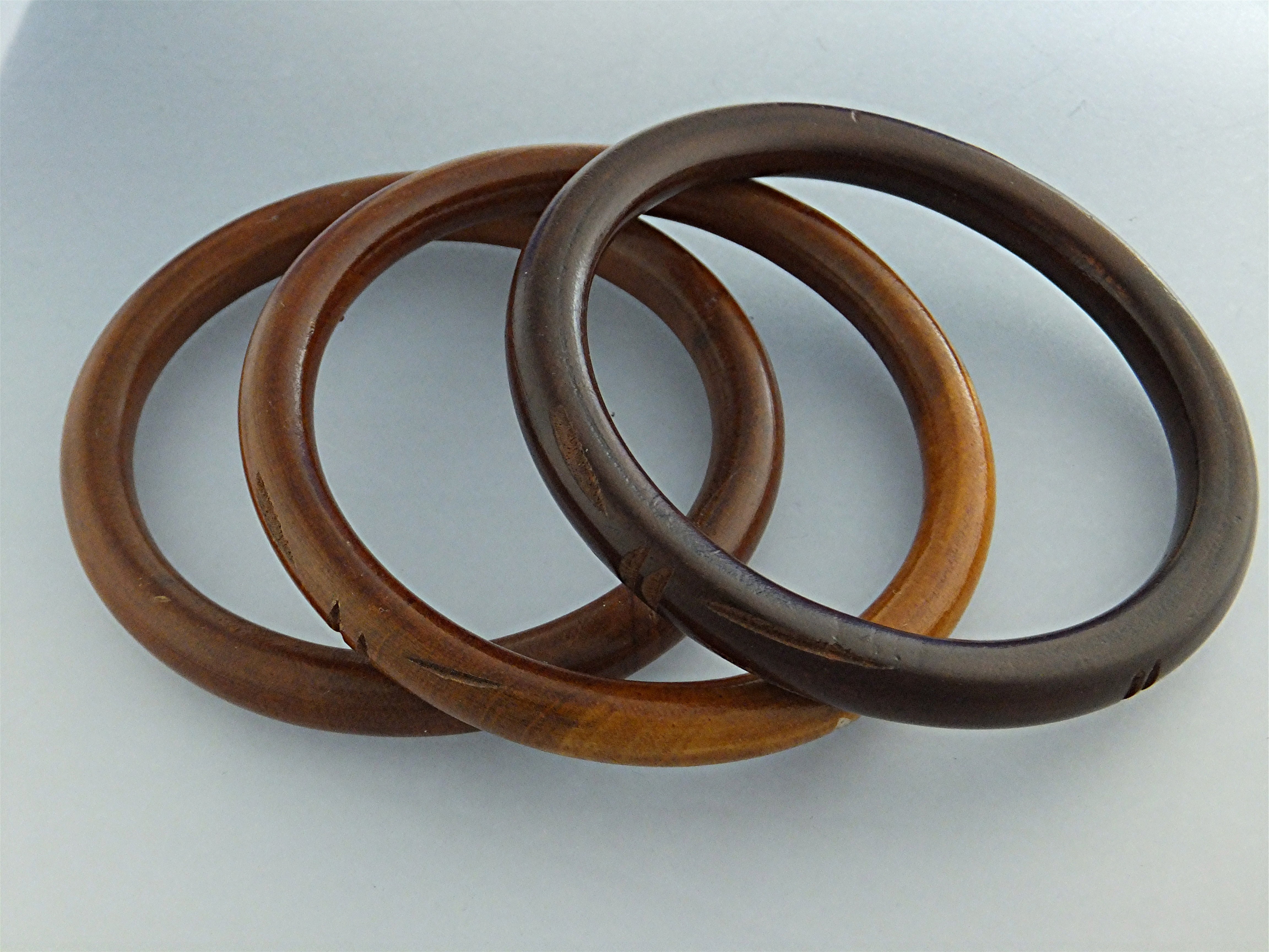 Bracelet Carved Wood Bangles 3 China Vintage