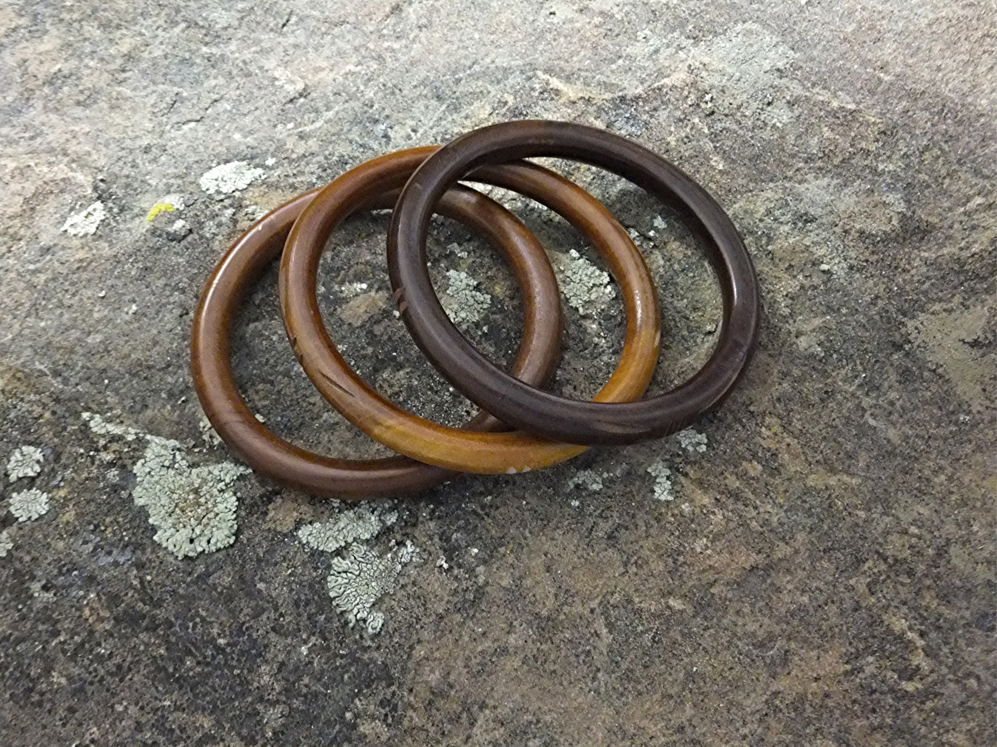 Bracelet Carved Wood Bangles 3 China Vintage