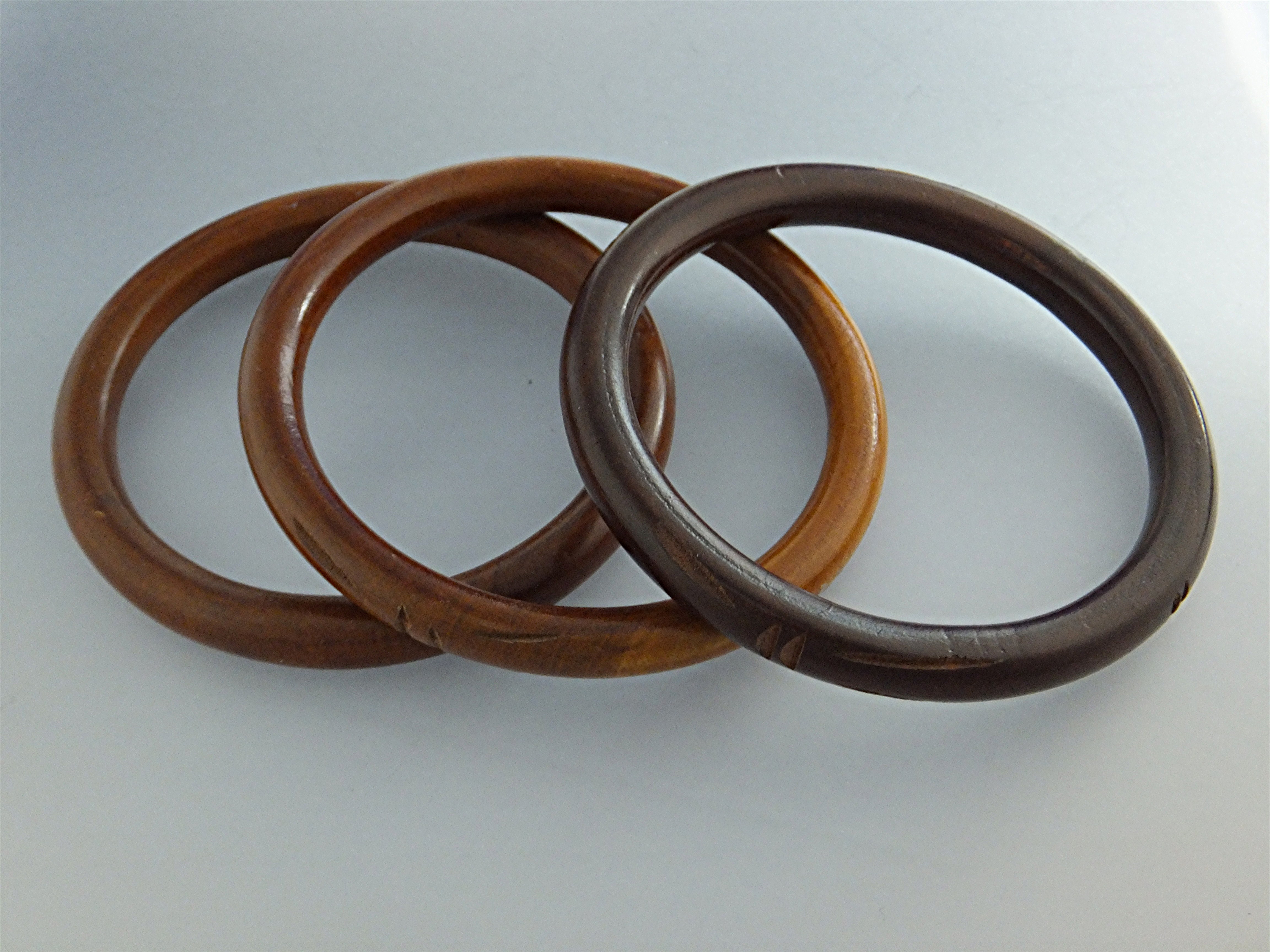 Bracelet Carved Wood Bangles 3 China Vintage