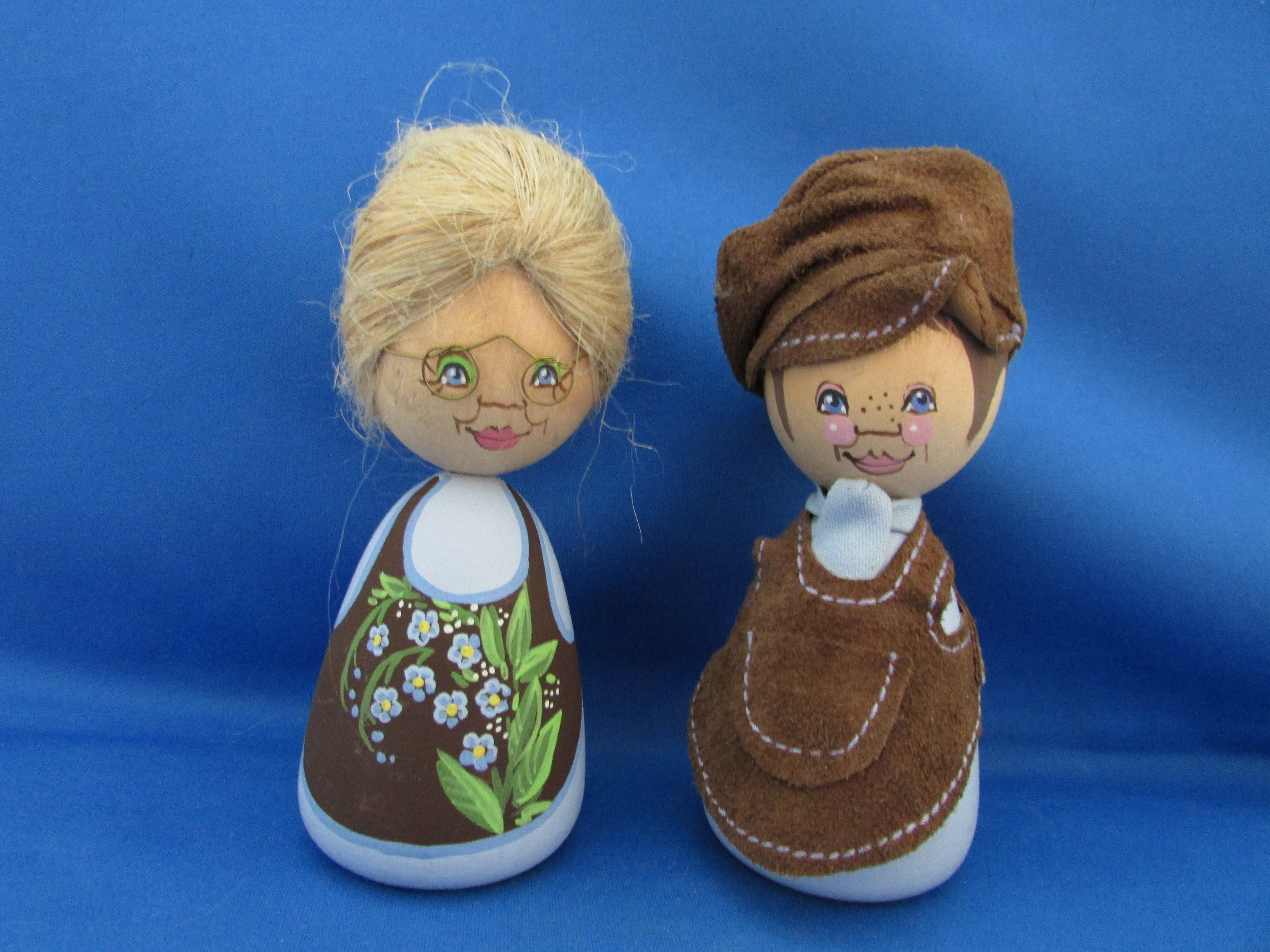 Wooden Hand Painted Couple by Barbro Bjoenberg