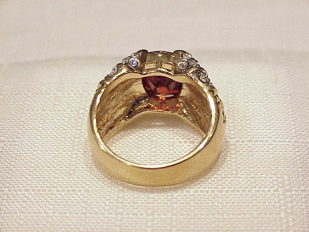 Faux Garnet And Clear Rhinestone Gold Tone Ring