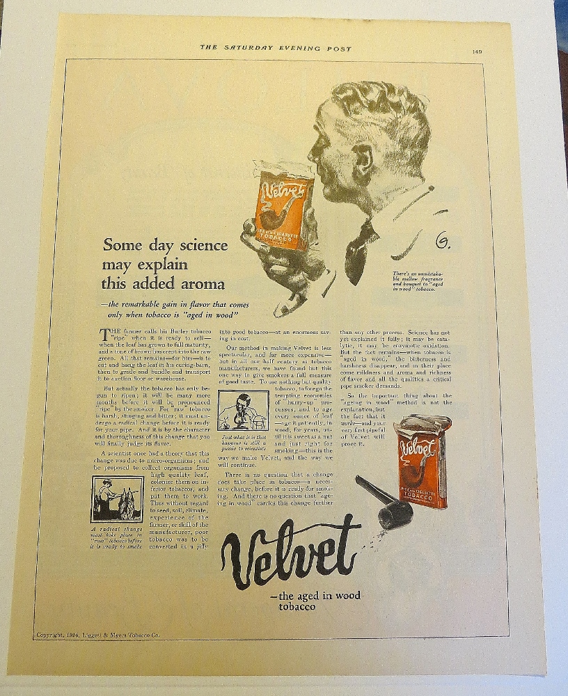 1924 Velvet Tobacco With Man Smelling Tobacco