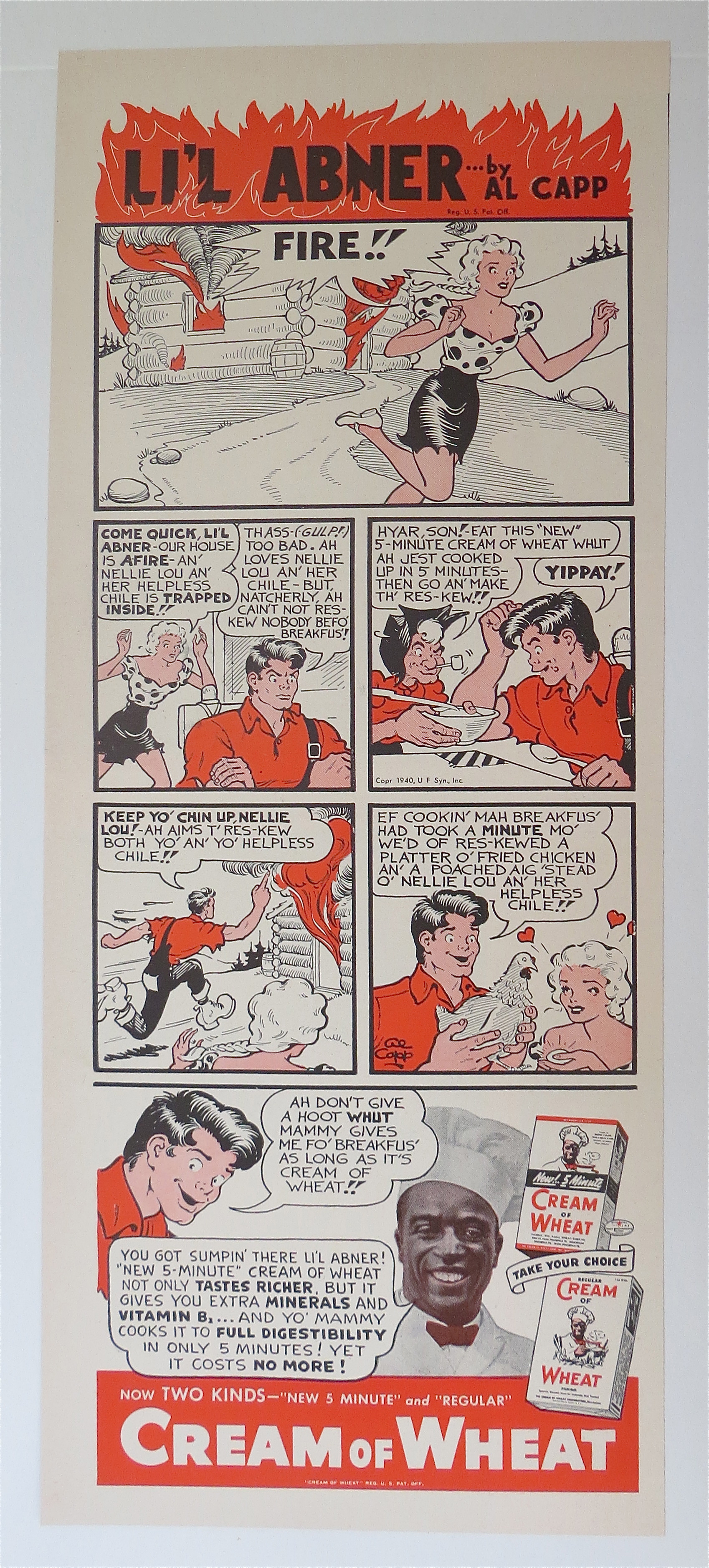 1940 Cream of Wheat with Lil' Abner By Al Capp