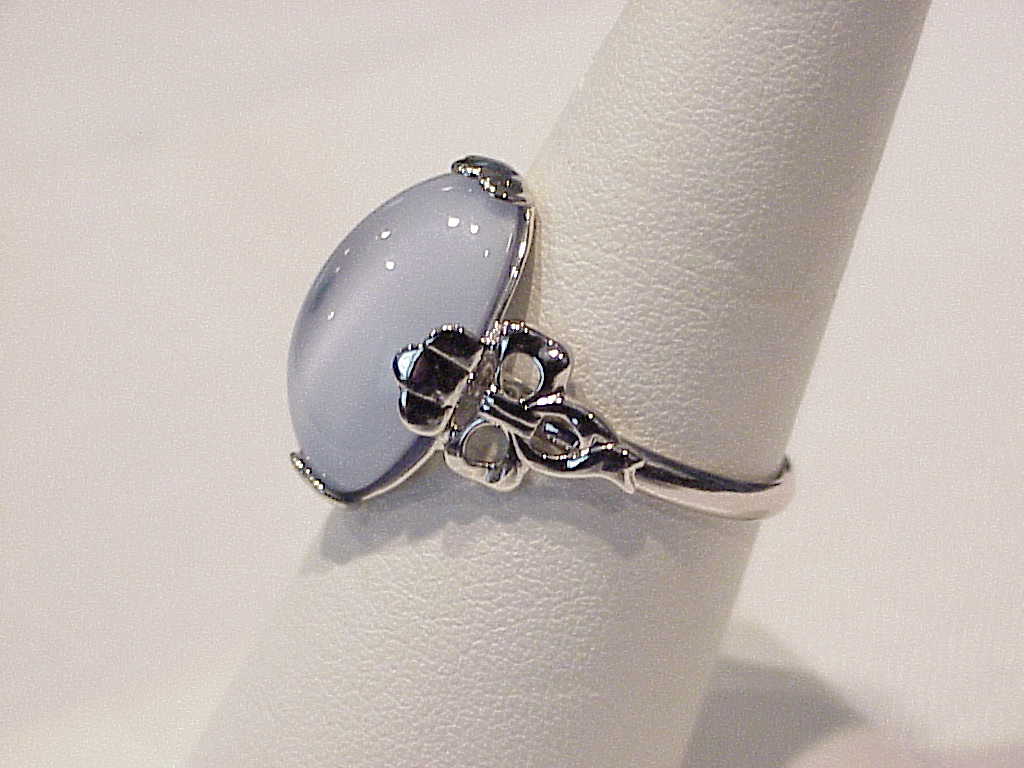 Avon Faux Blue Moonstone Set In Silver Tone Ring