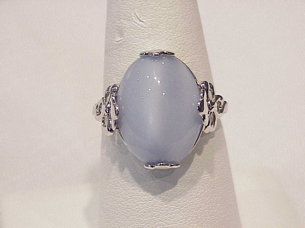 Avon Faux Blue Moonstone Set In Silver Tone Ring