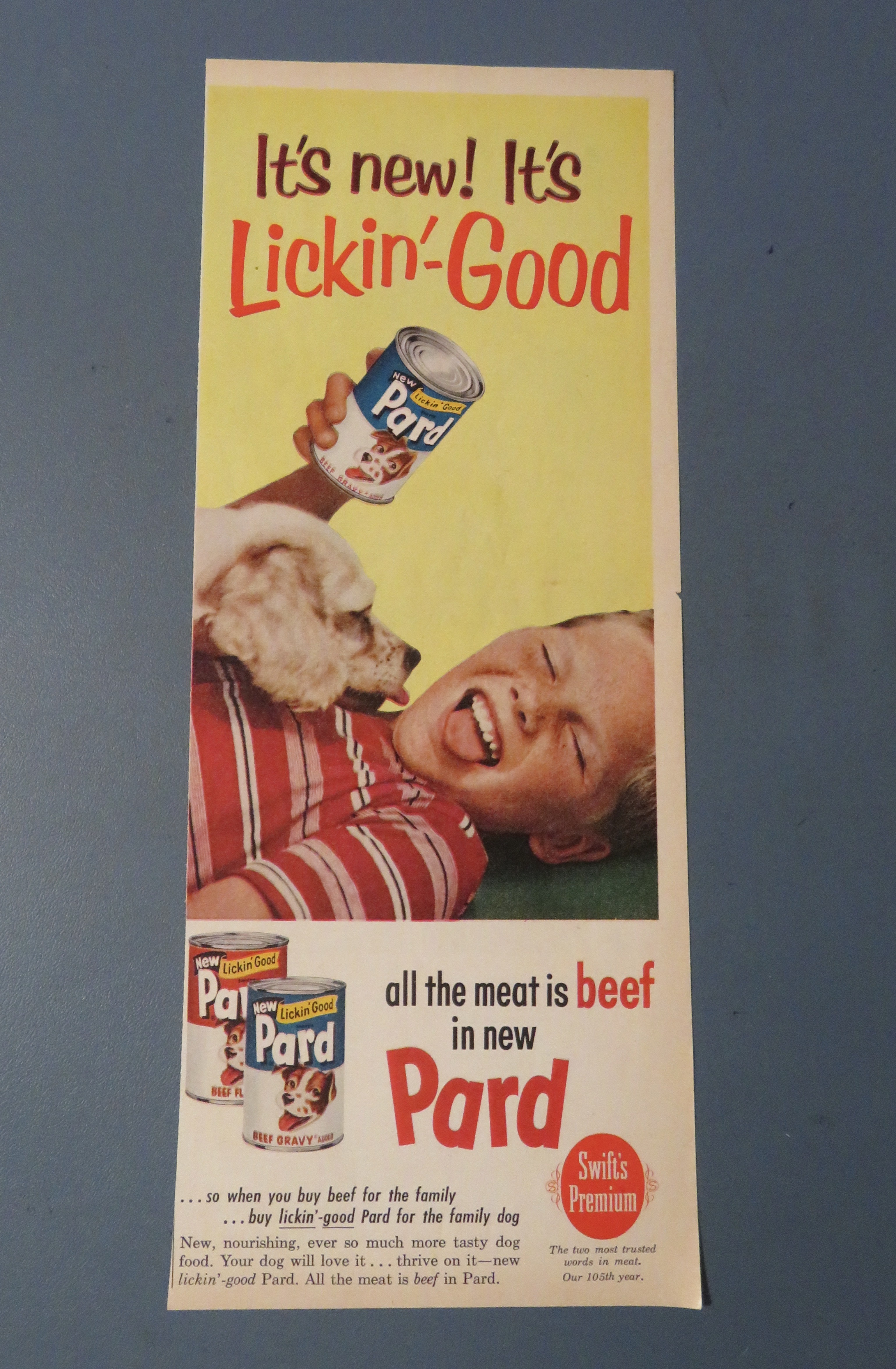1960 Swift's Pard Dog Food with Little Boy & Dog