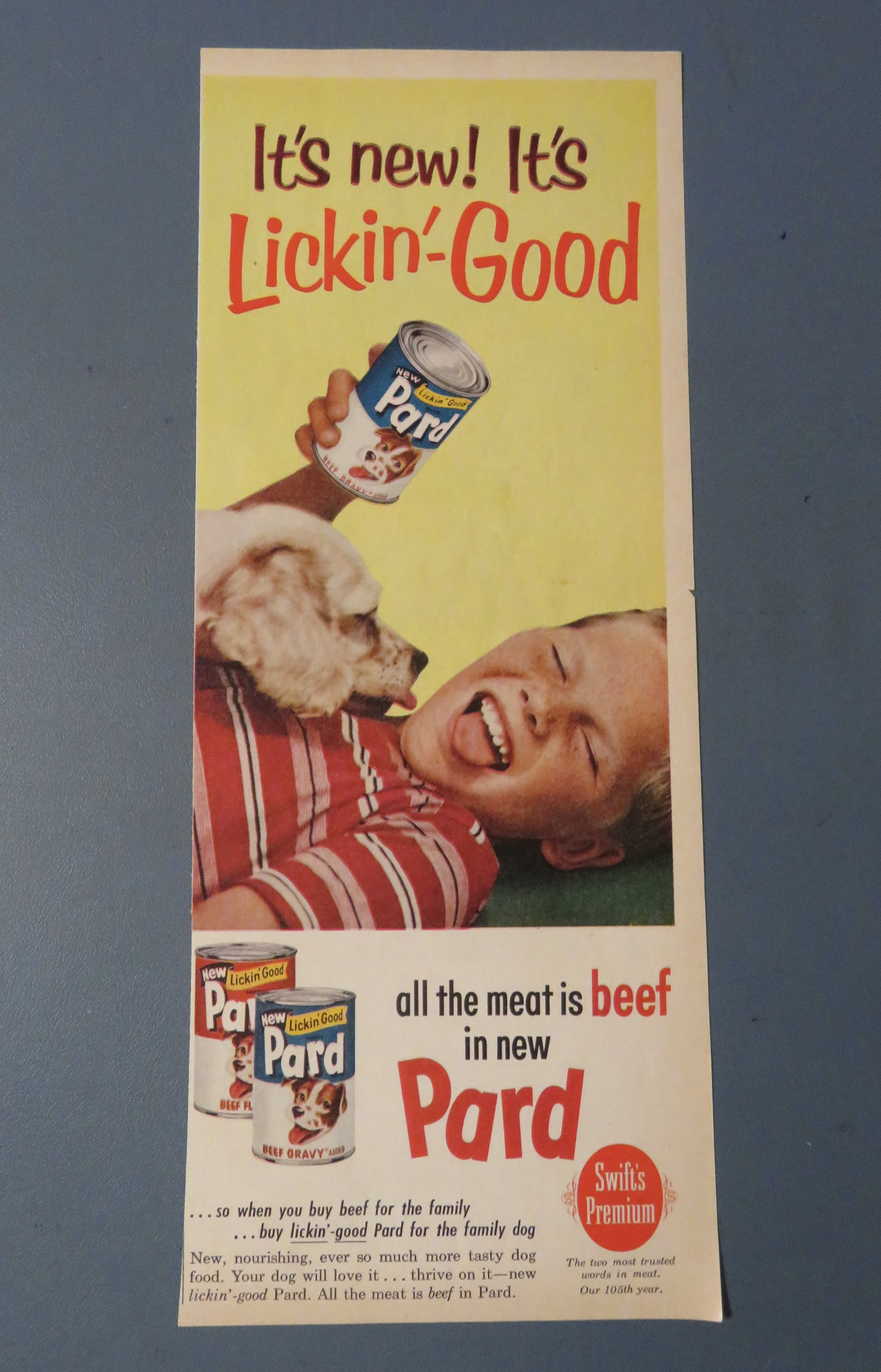 1960 Swift's Pard Dog Food with Little Boy & Dog