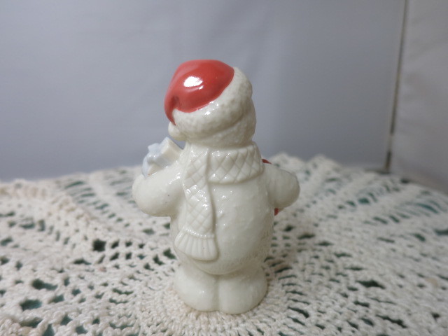 Vintage Lenox Snowman Figurine Santa hat Presents 3.5 inches