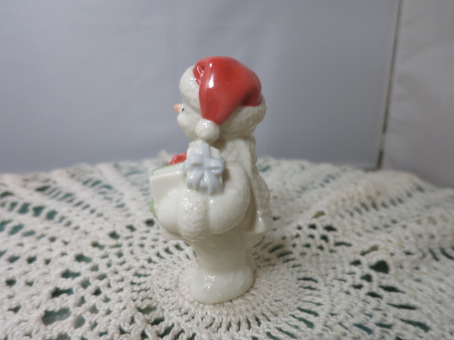 Vintage Lenox Snowman Figurine Santa hat Presents 3.5 inches