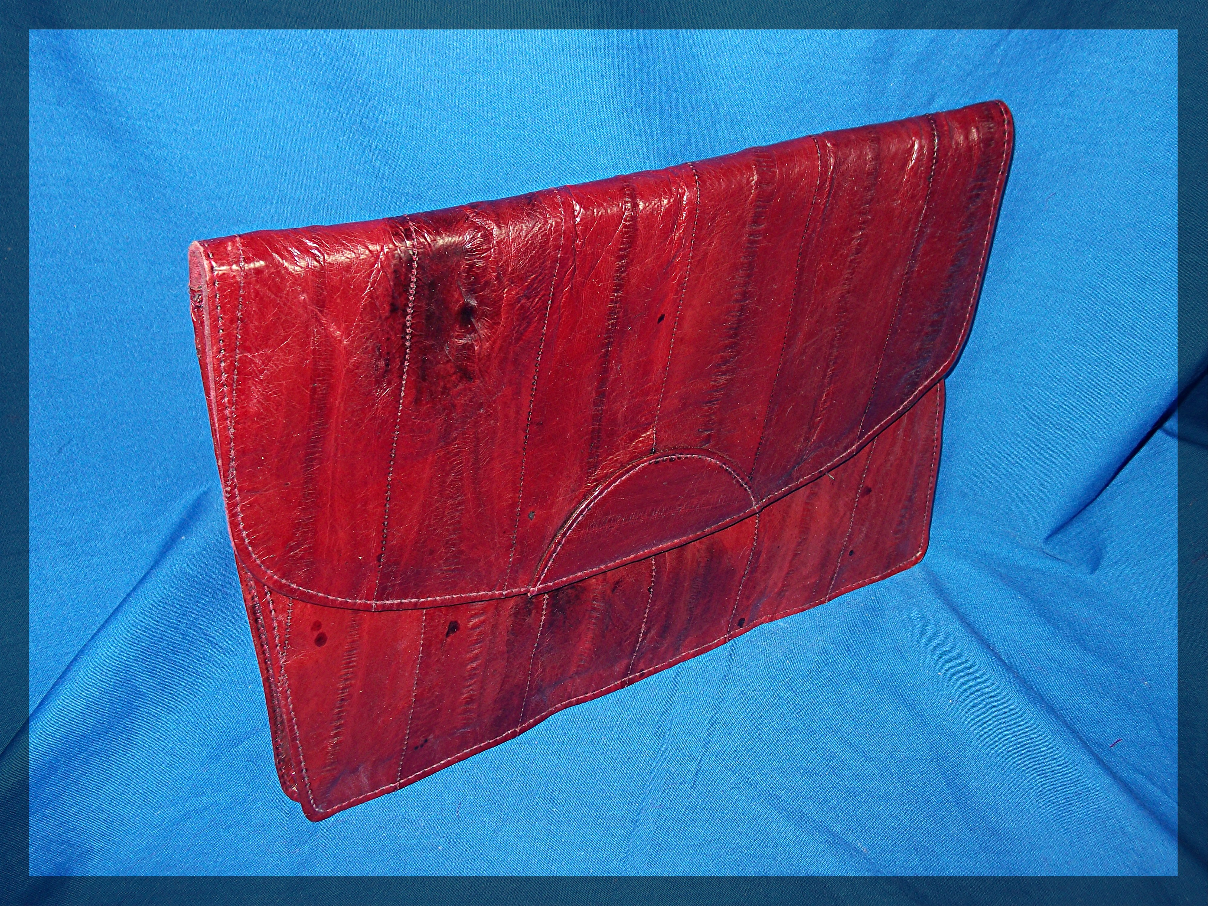 Red Eelskin Leather Purse Pouch