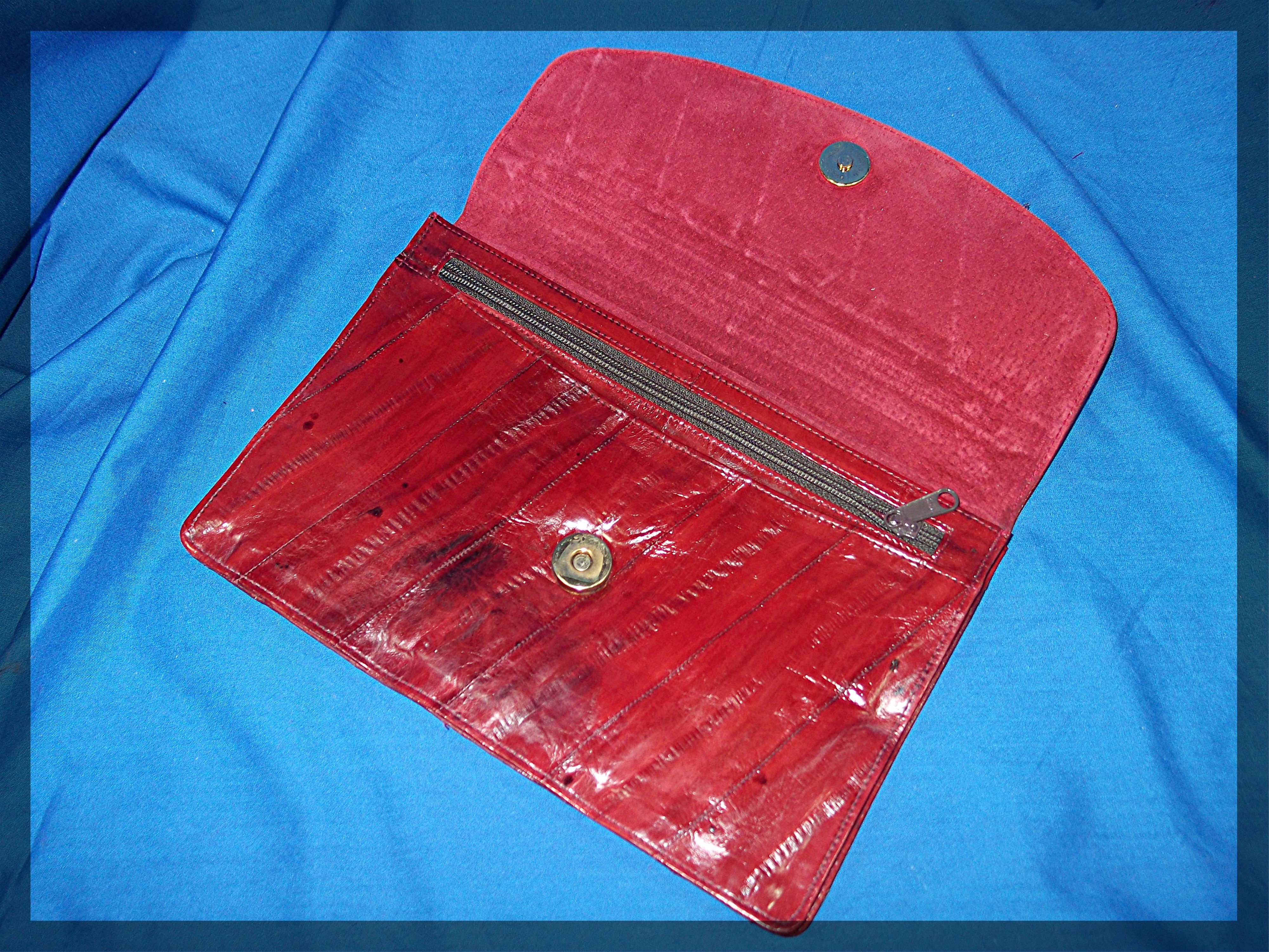 Red Eelskin Leather Purse Pouch