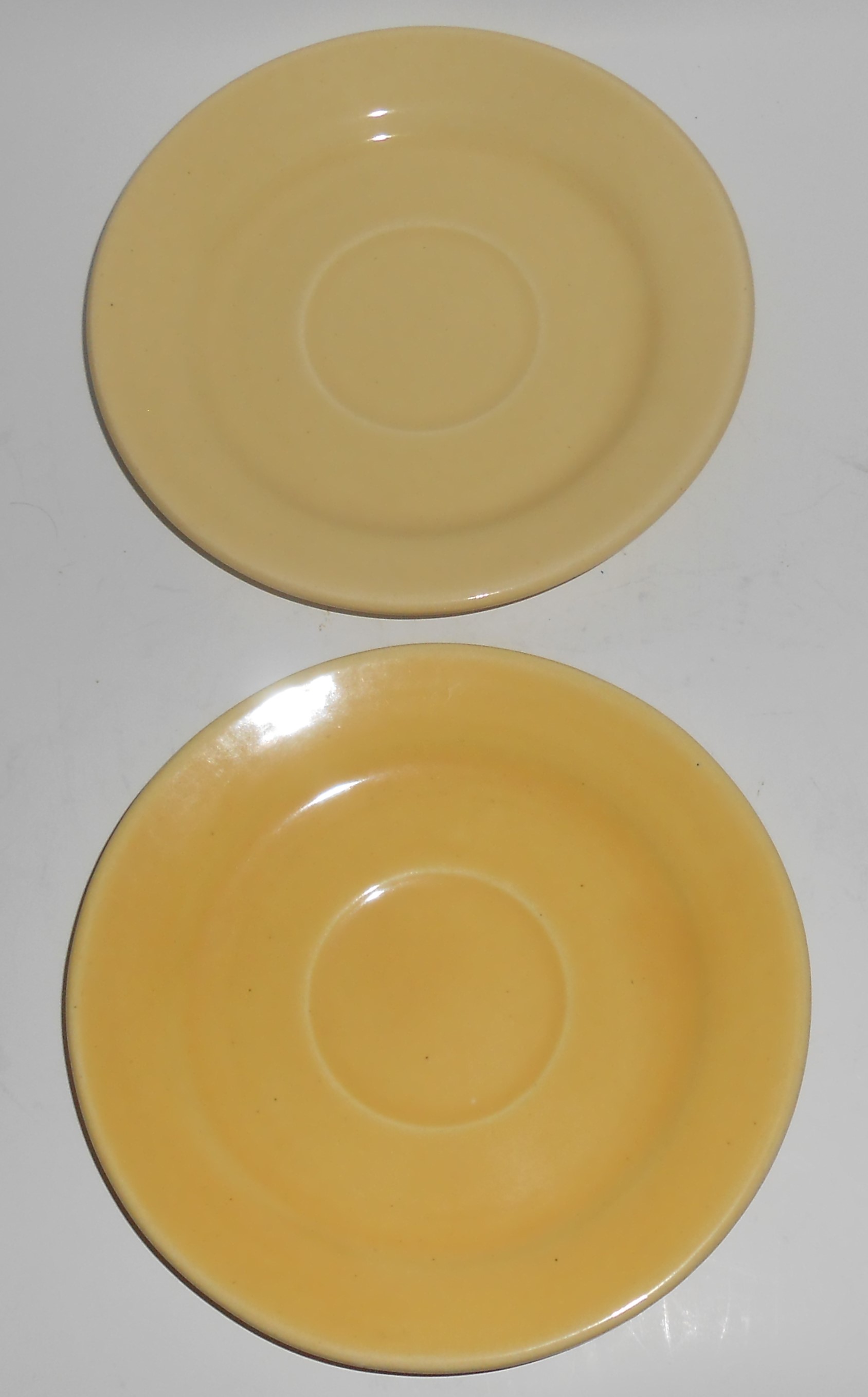 Bauer Pottery La Linda Pair Yellow/Ivory Saucers