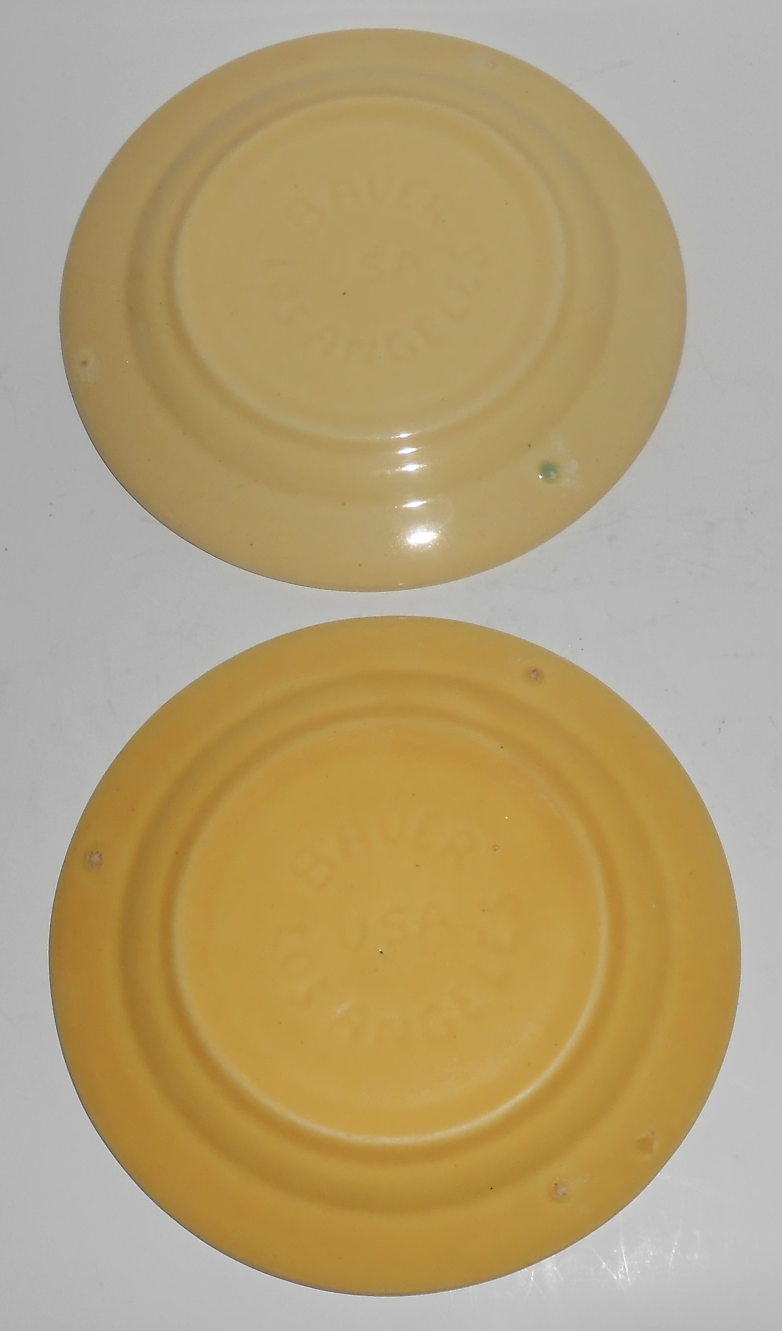 Bauer Pottery La Linda Pair Yellow/Ivory Saucers