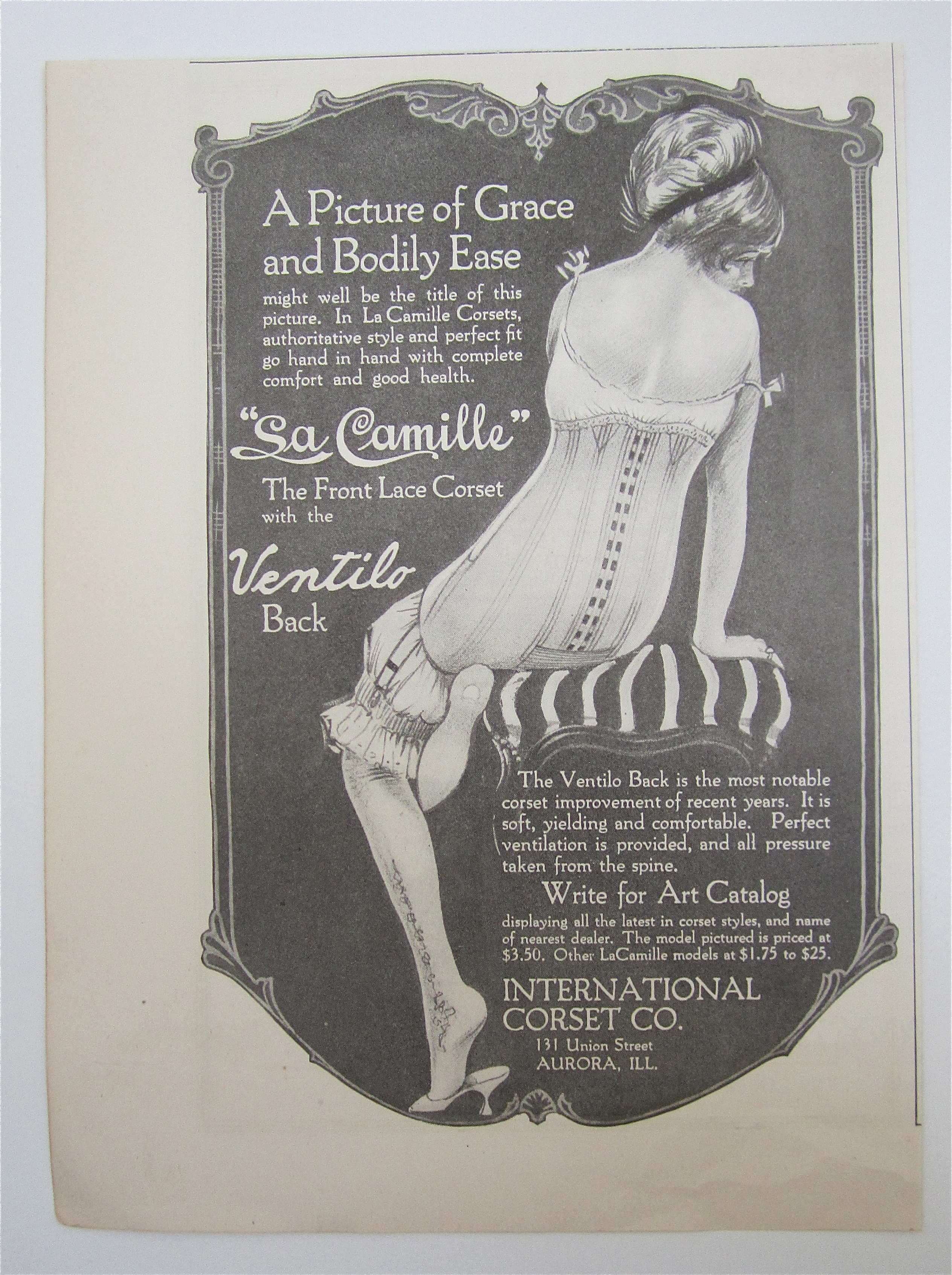 1917 La Camille Corsets with Woman Wearing Corset