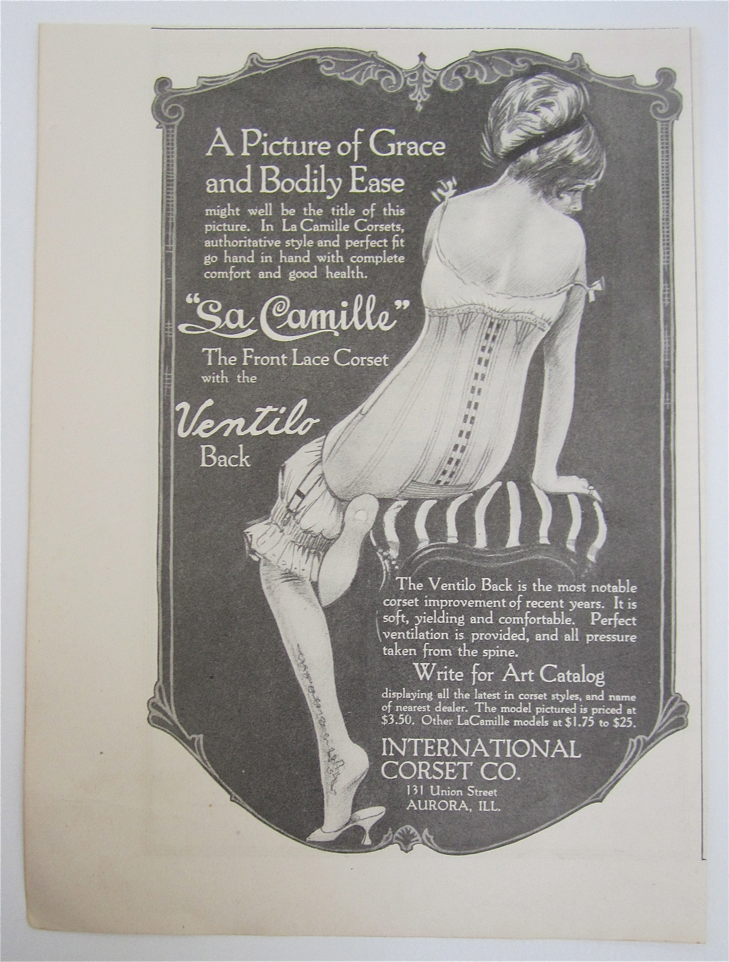 1917 La Camille Corsets with Woman Wearing Corset