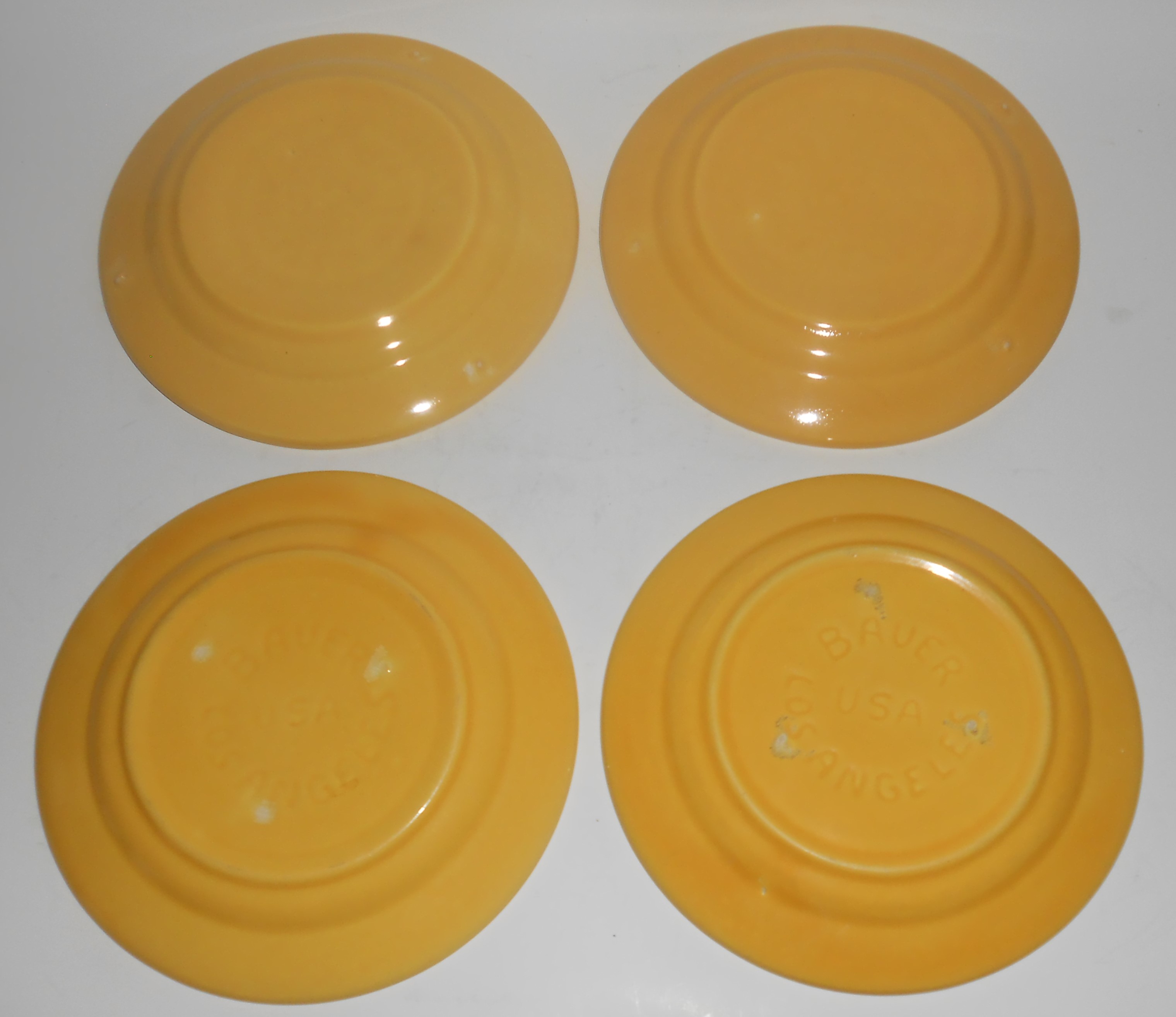 Bauer Pottery La Linda Set/4 Gloss Yellow Saucers