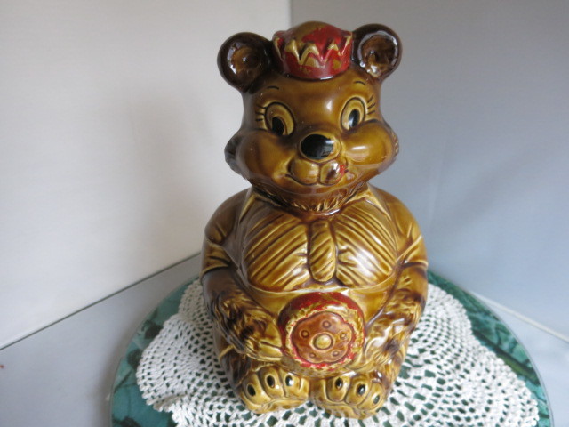 Vintage King Bear Cookie Jar Japan Mid Century as is