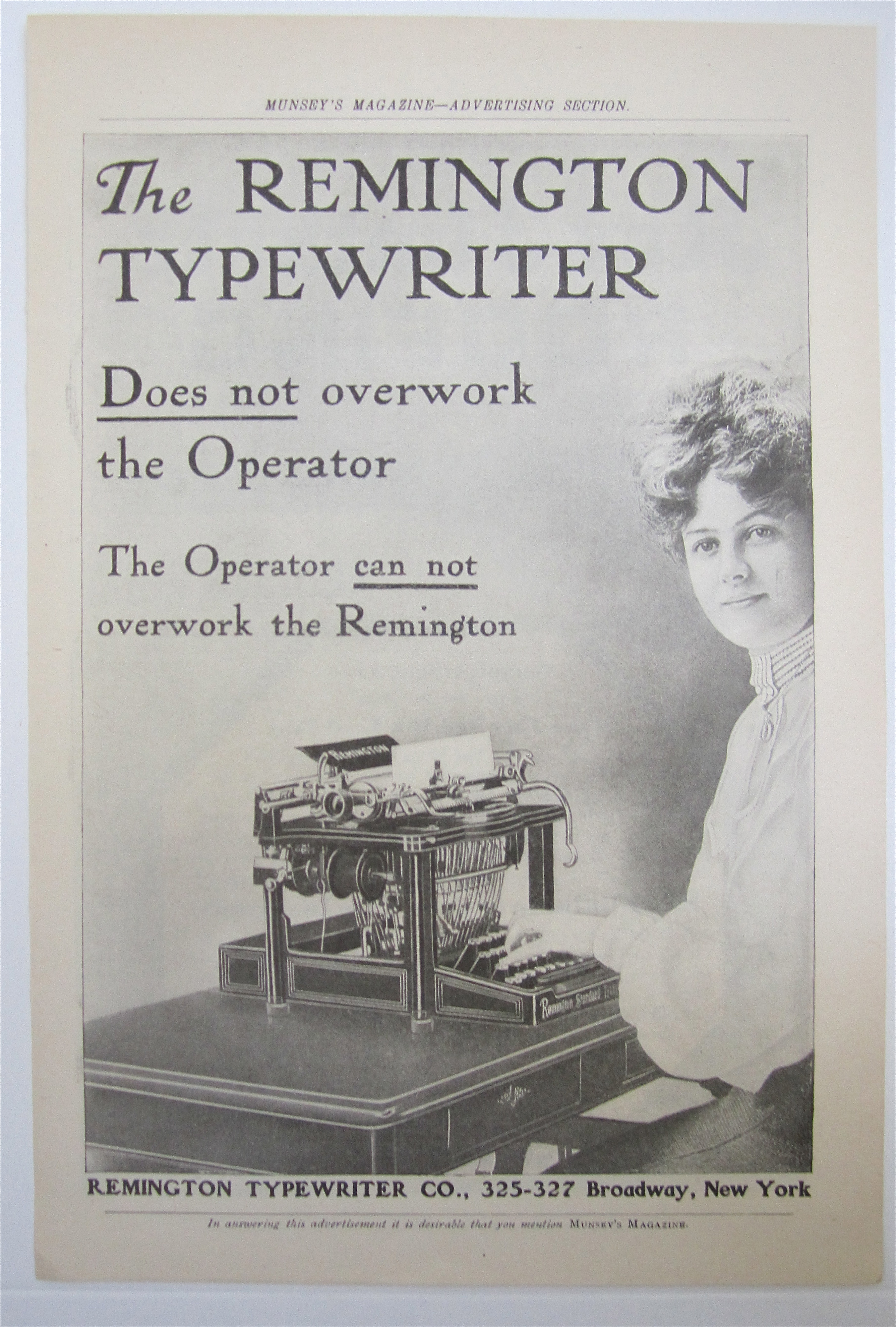 1905 Remington Typewriter with Woman Typing