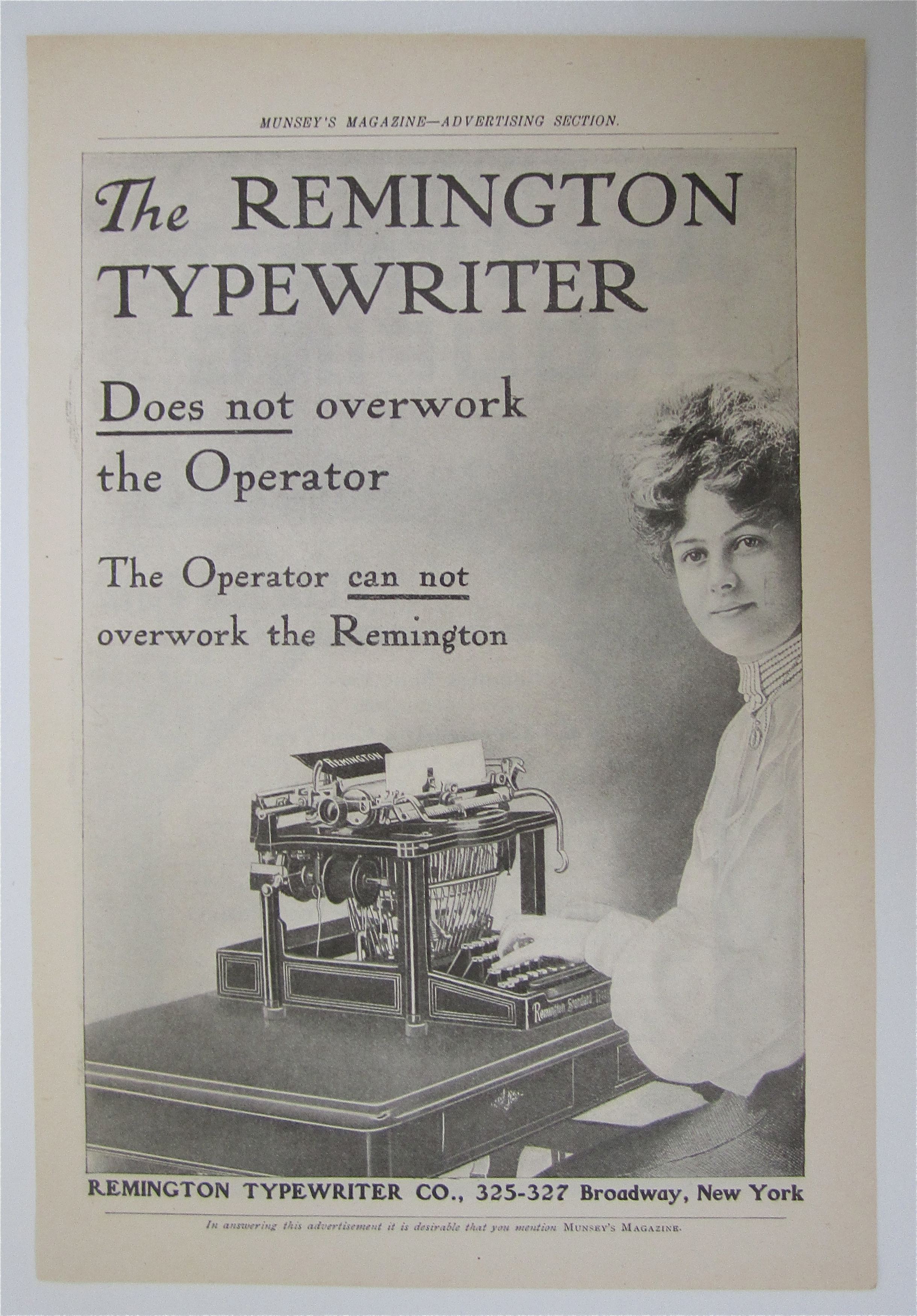 1905 Remington Typewriter with Woman Typing