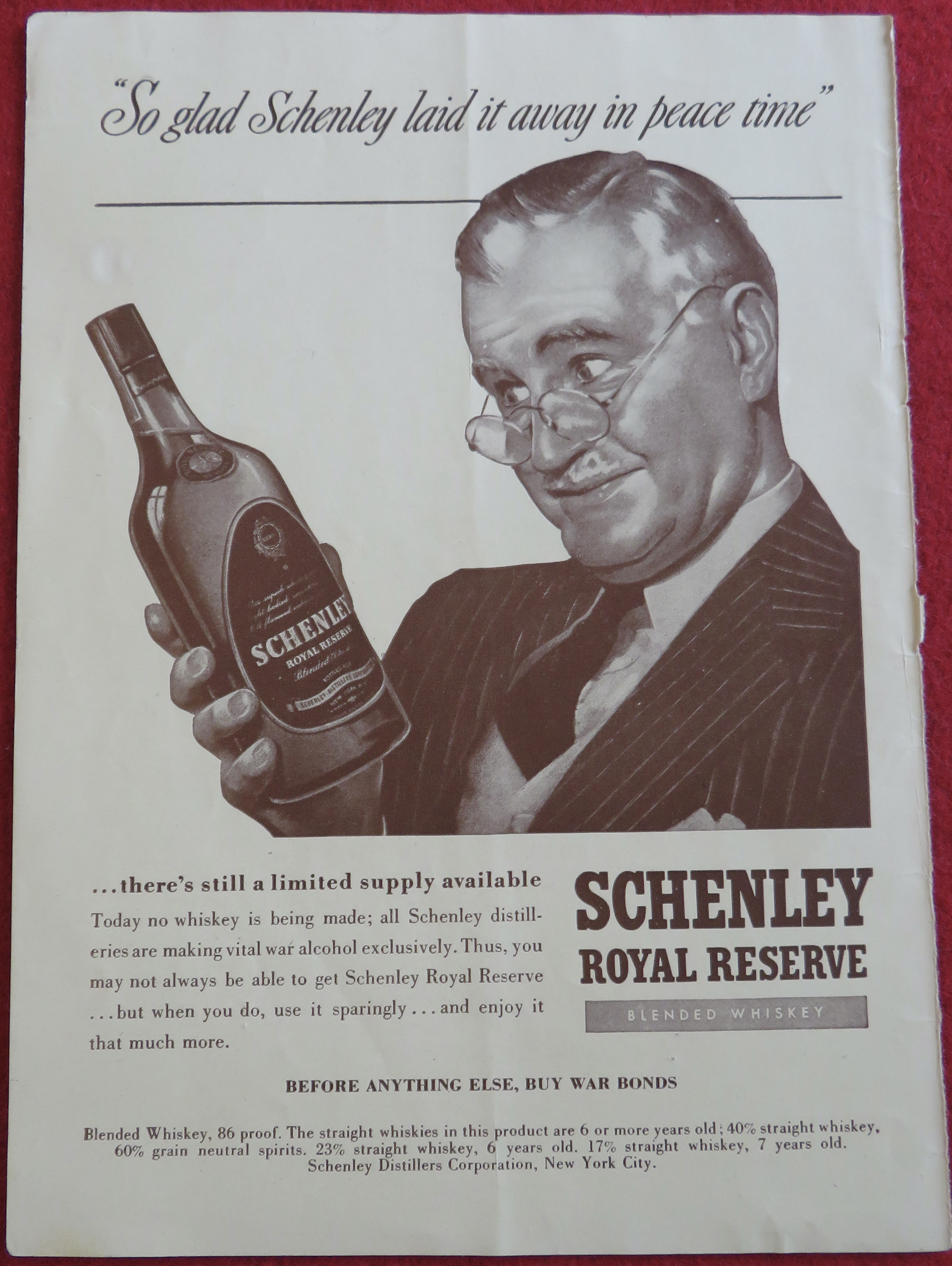 1943 Schenley Royal Reserve Whiskey w/ Man & Bottle