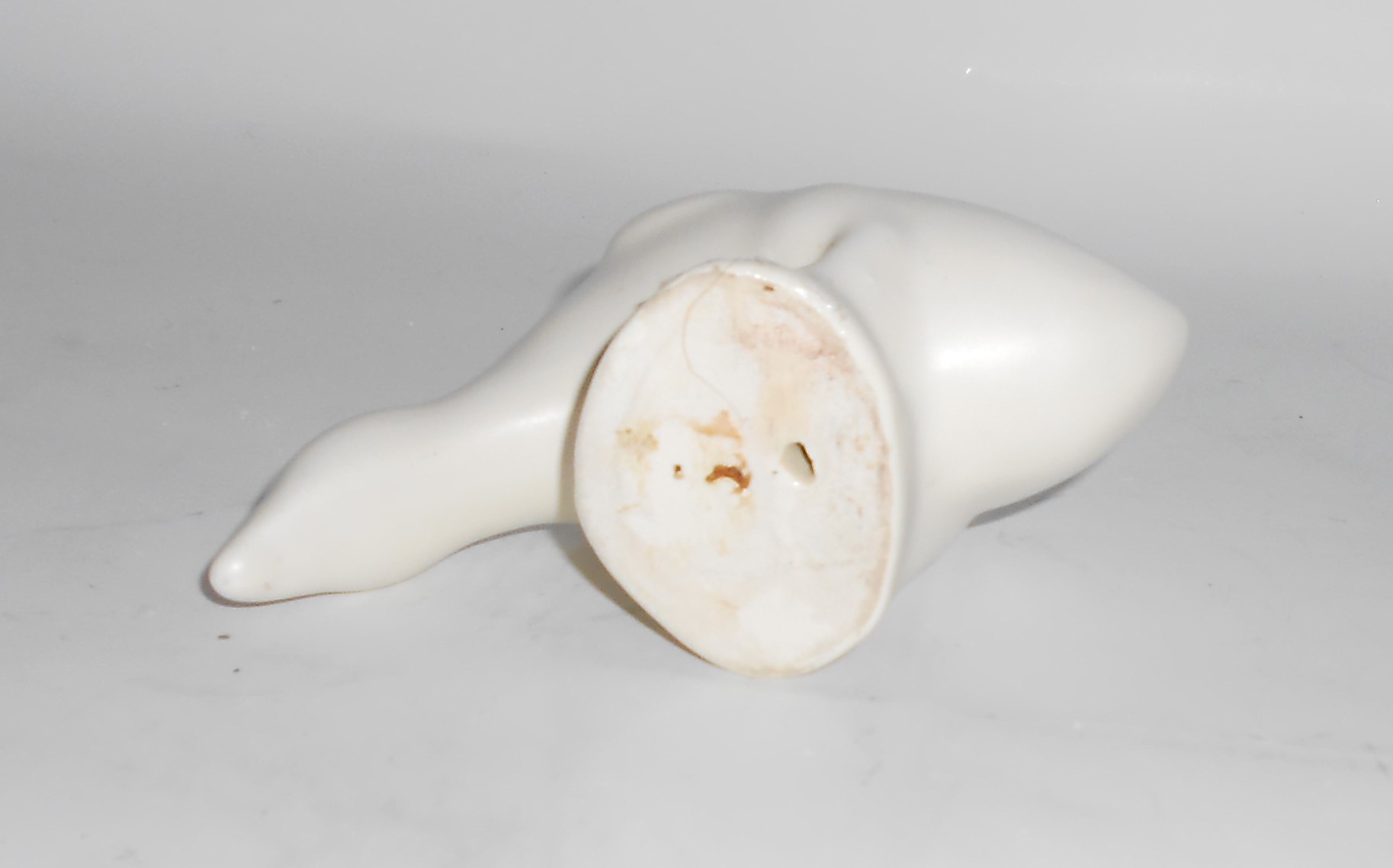 Bauer Pottery Cal-Art Matte White Feeding Duck Figurine