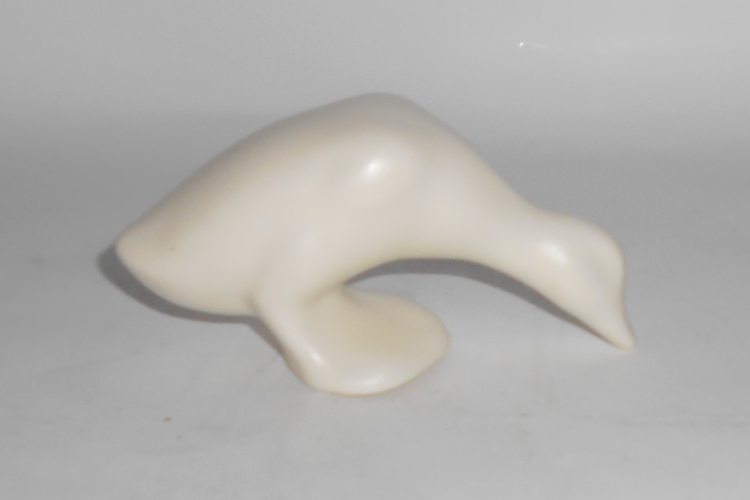 Bauer Pottery Cal-Art Matte White Feeding Duck Figurine