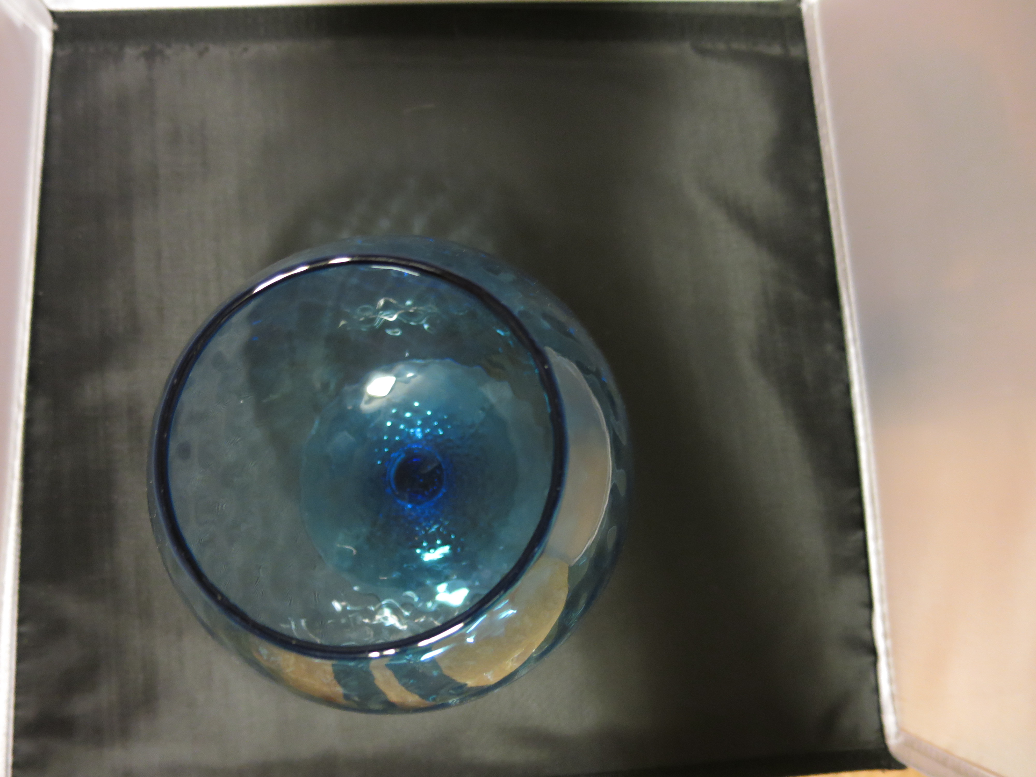 Empoli Diamond Optic Aqua Blue Brandy Snifter Vase