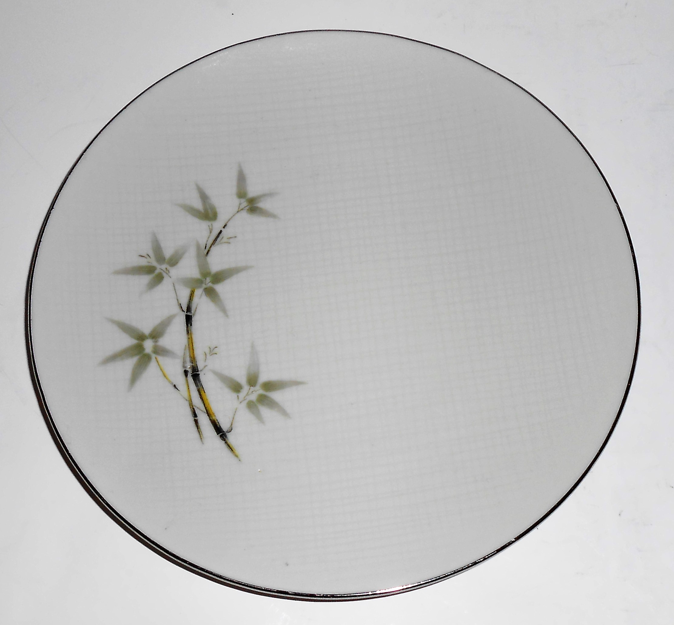Seyei Porcelain China Textured Bamboo Celadon Salad Pl