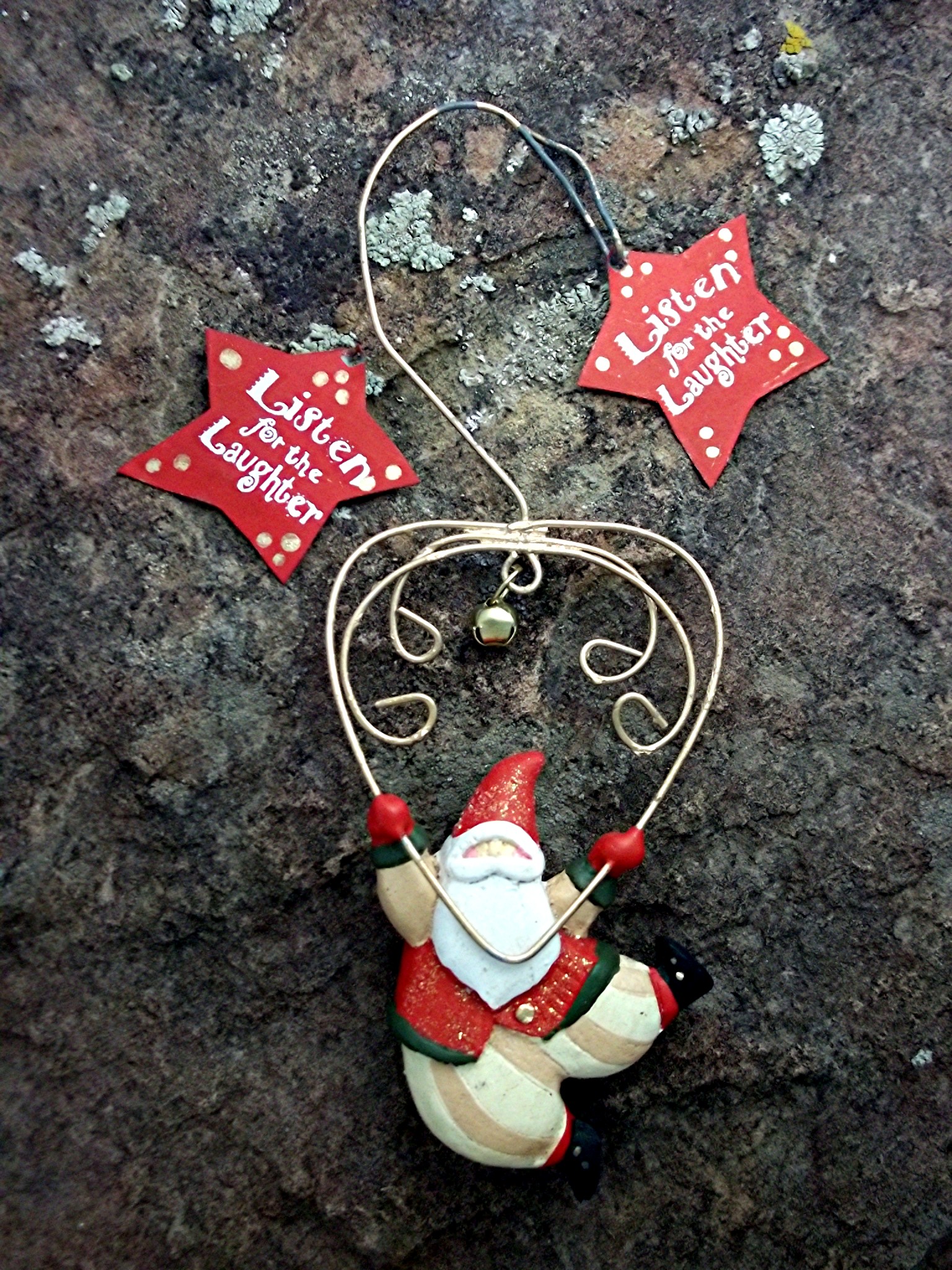 Santa Christmas ornament Listen for the Laughter