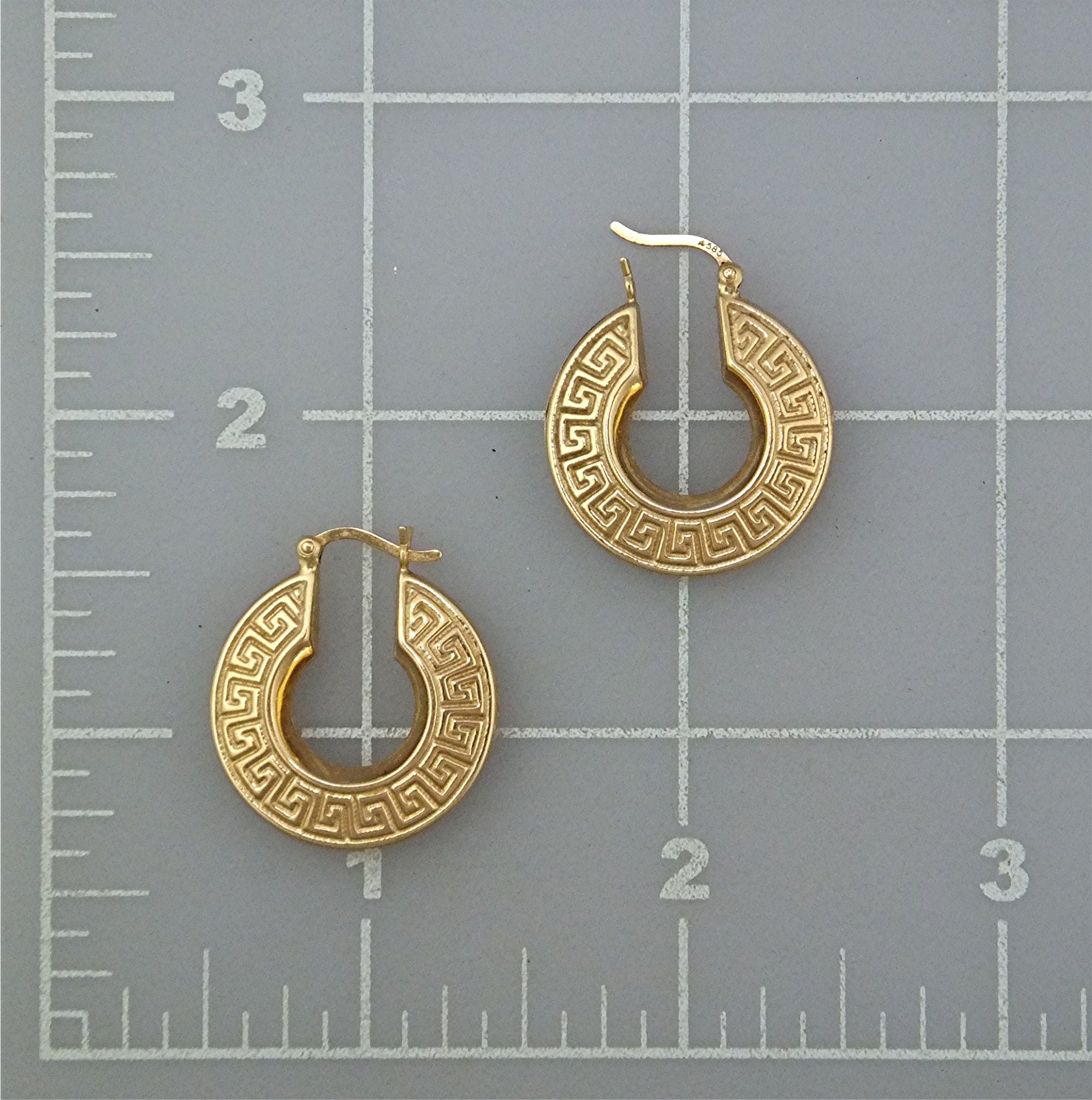 Earrings 14K Gold Greek Key Hoops